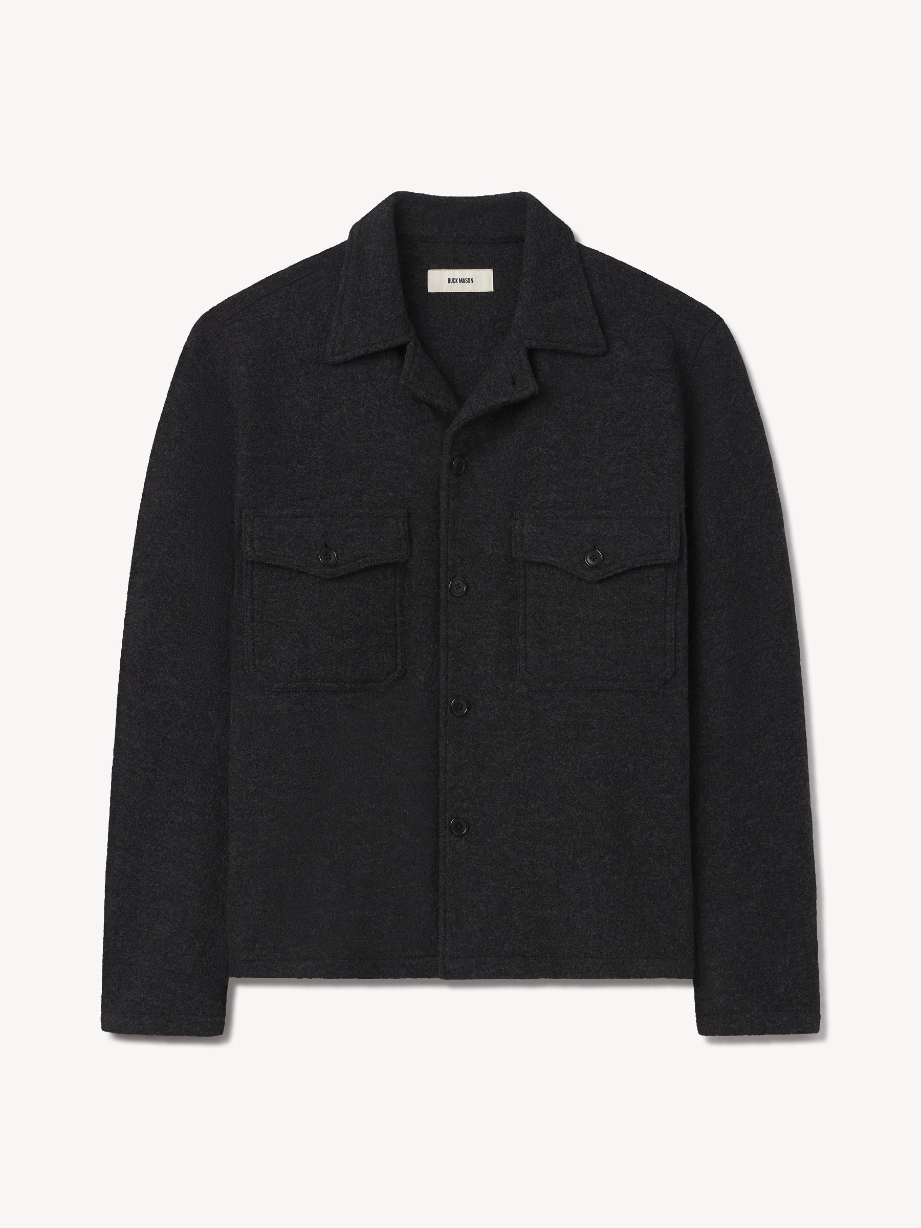 Marled Deep Charcoal Felted Wool Field Shirt