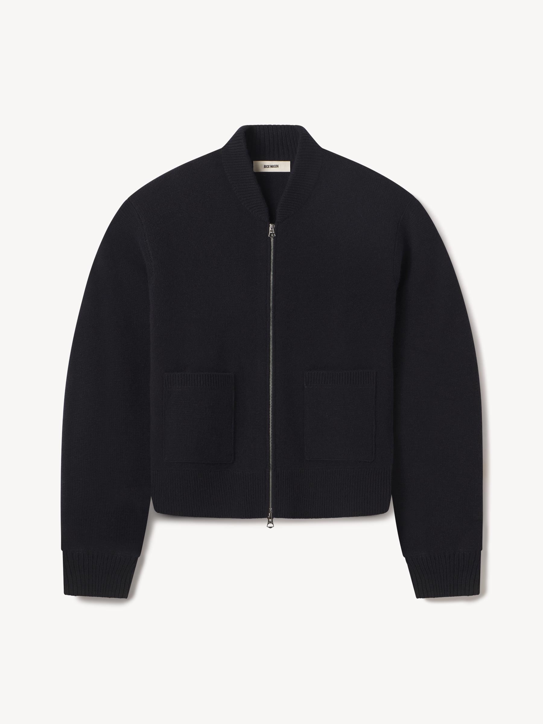 Dark Navy Heritage Wool Zip Cardigan