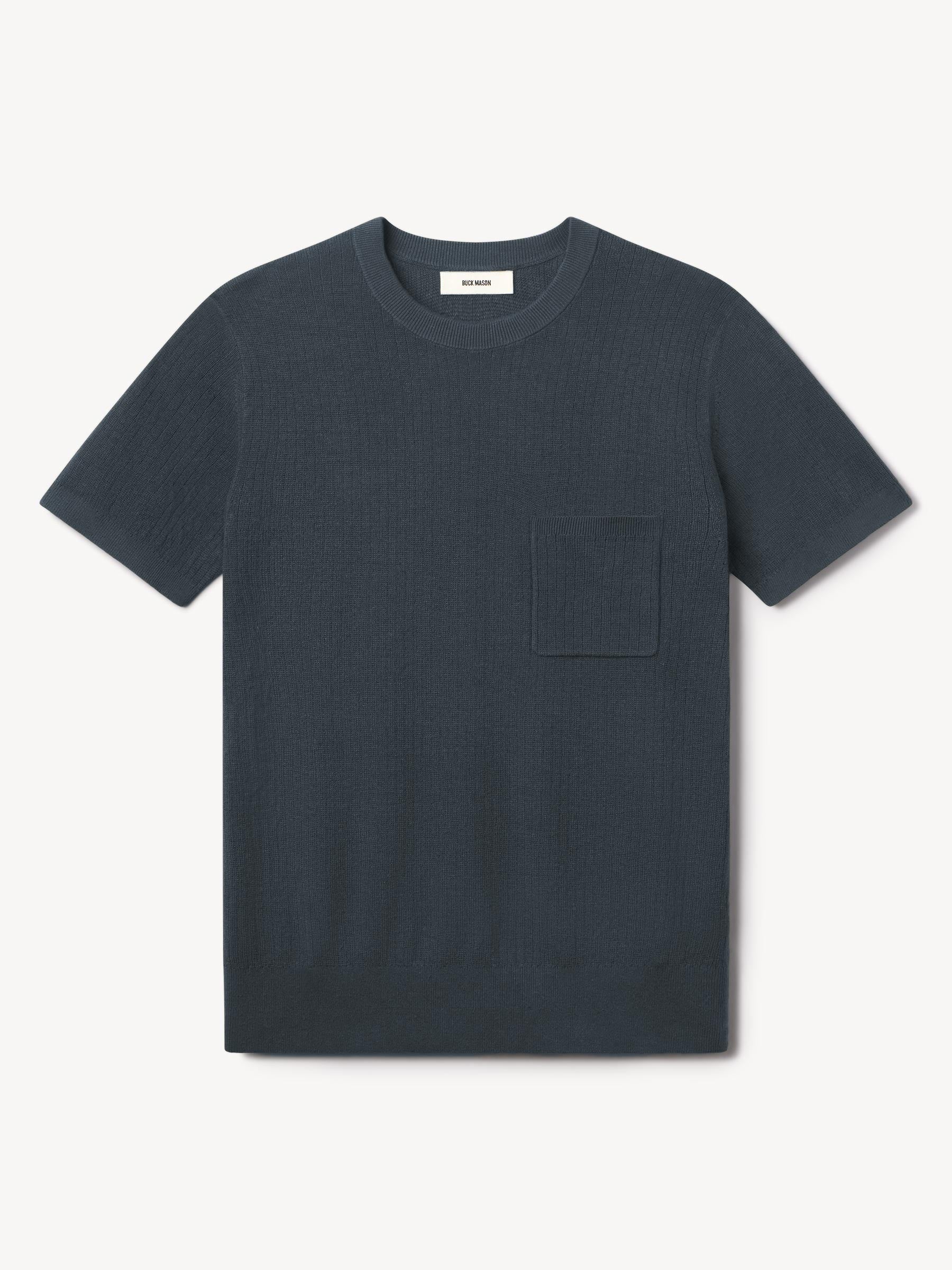 Washed Navy Yuma Hemp Rib Knit Pocket Tee