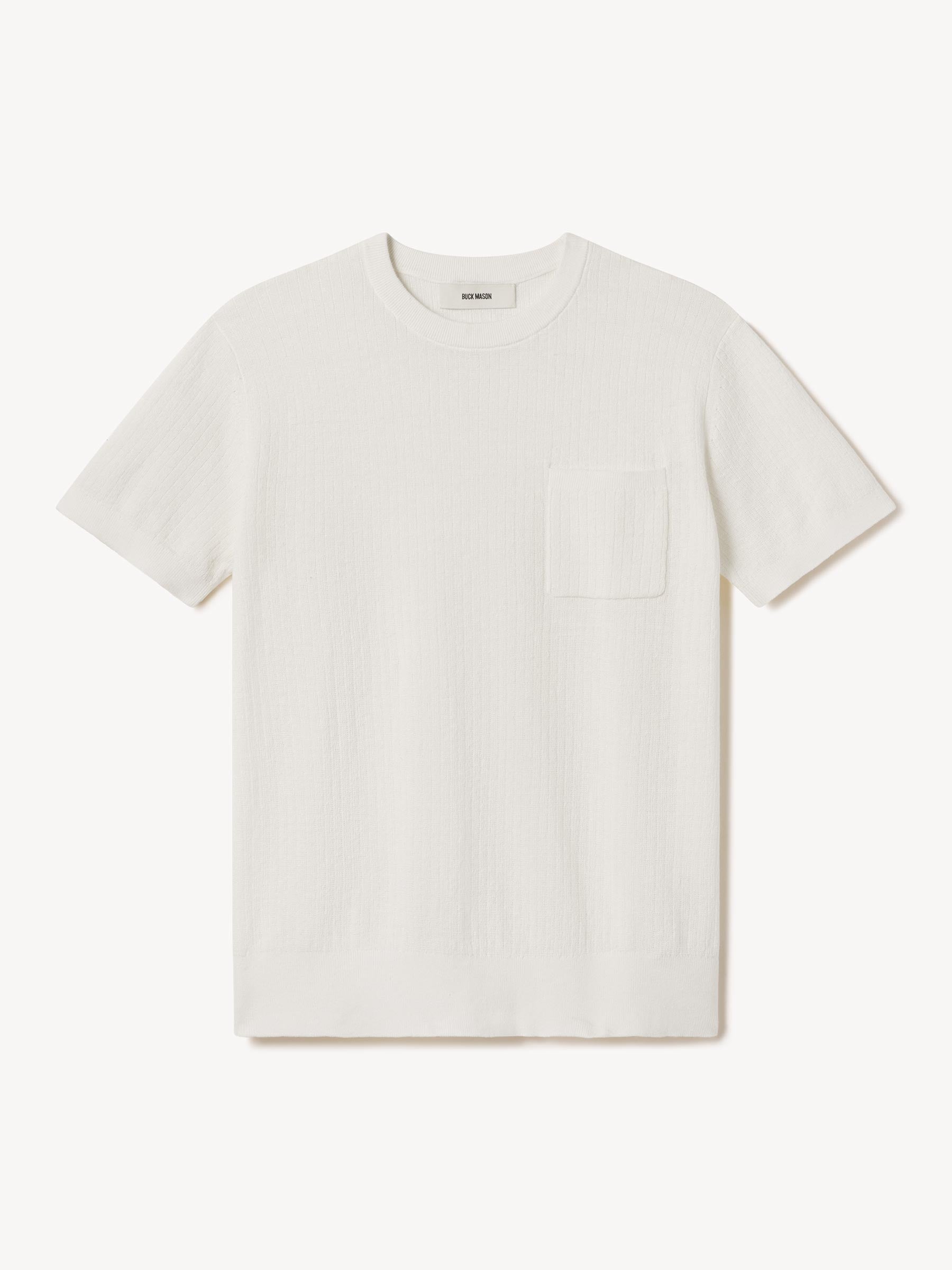 White Yuma Hemp Rib Knit Pocket Tee