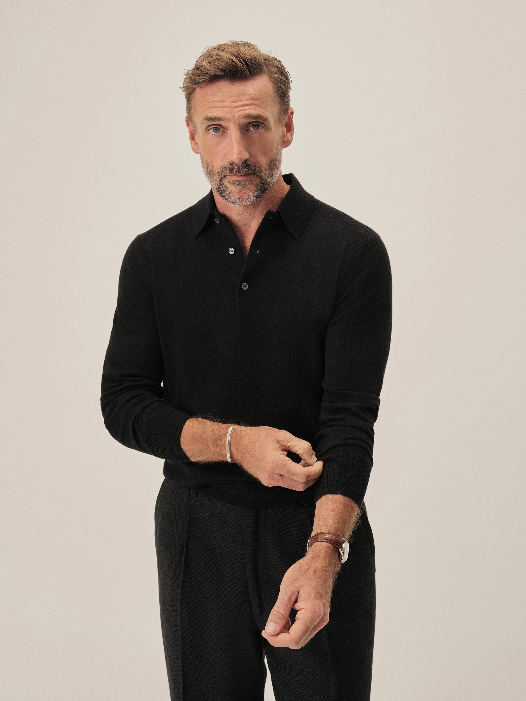 Black California Cashmere Polo