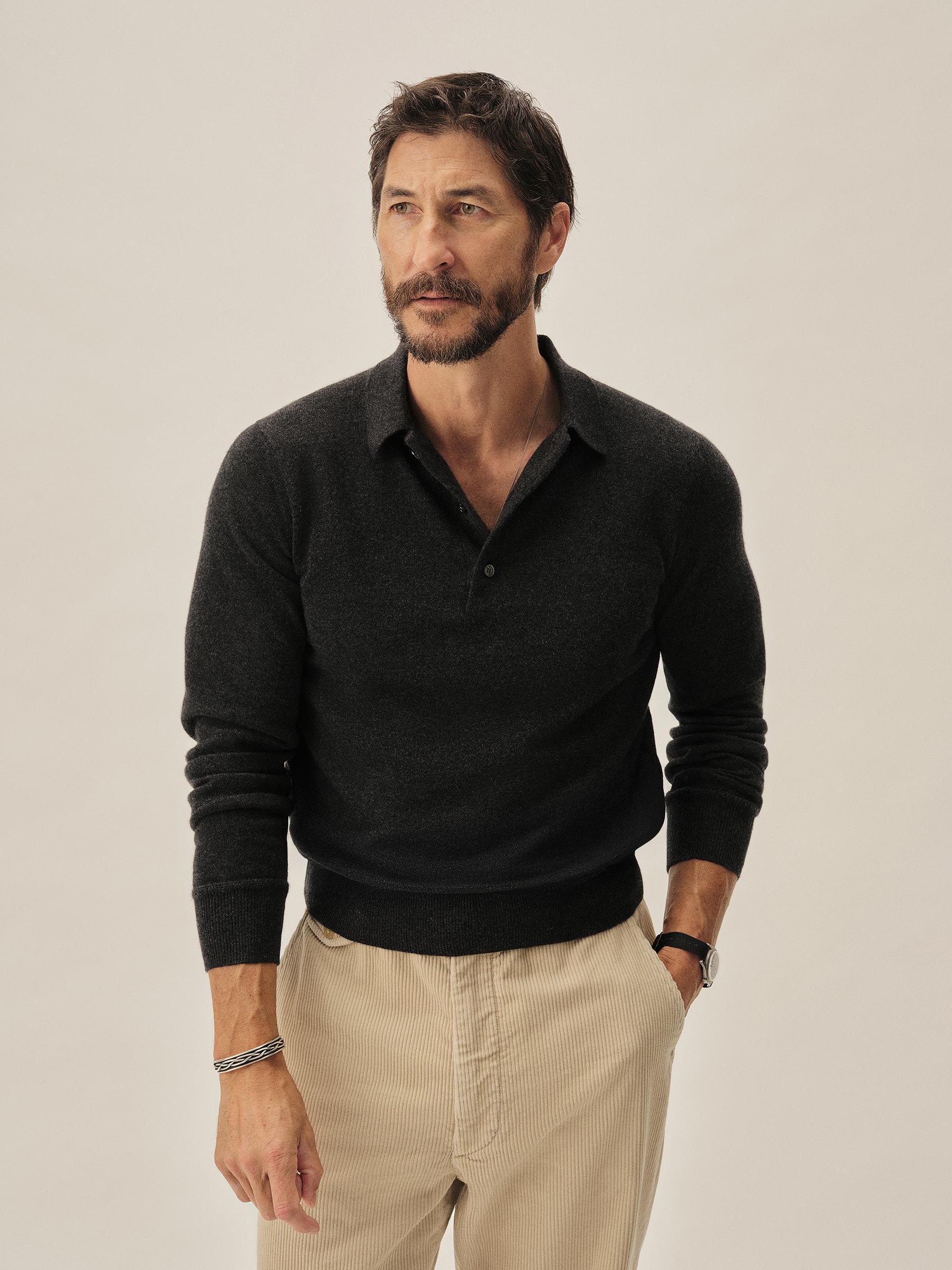 Alternative view of Heather Charcoal California Cashmere Polo