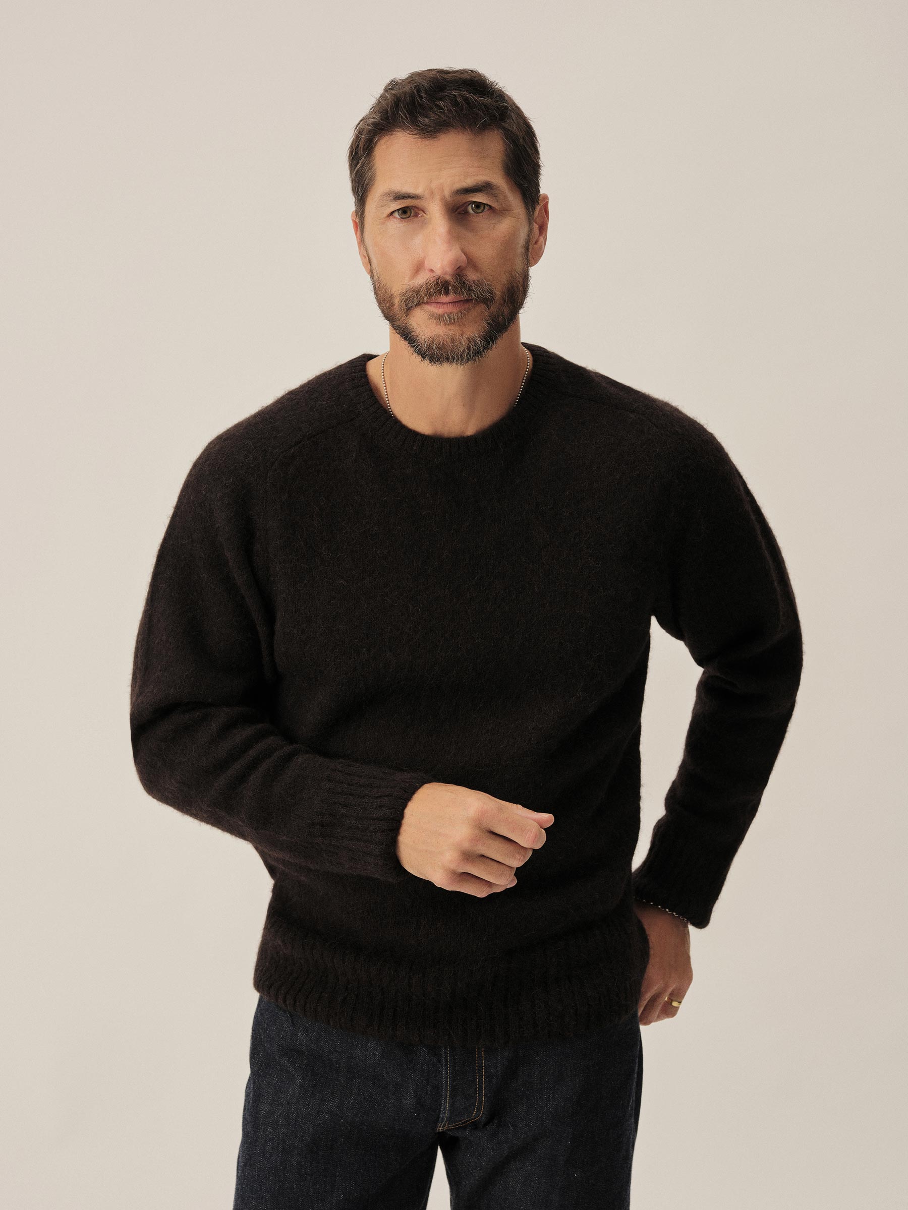 Alternative view of Black Melange Shaggy Alpaca Saddle Crew