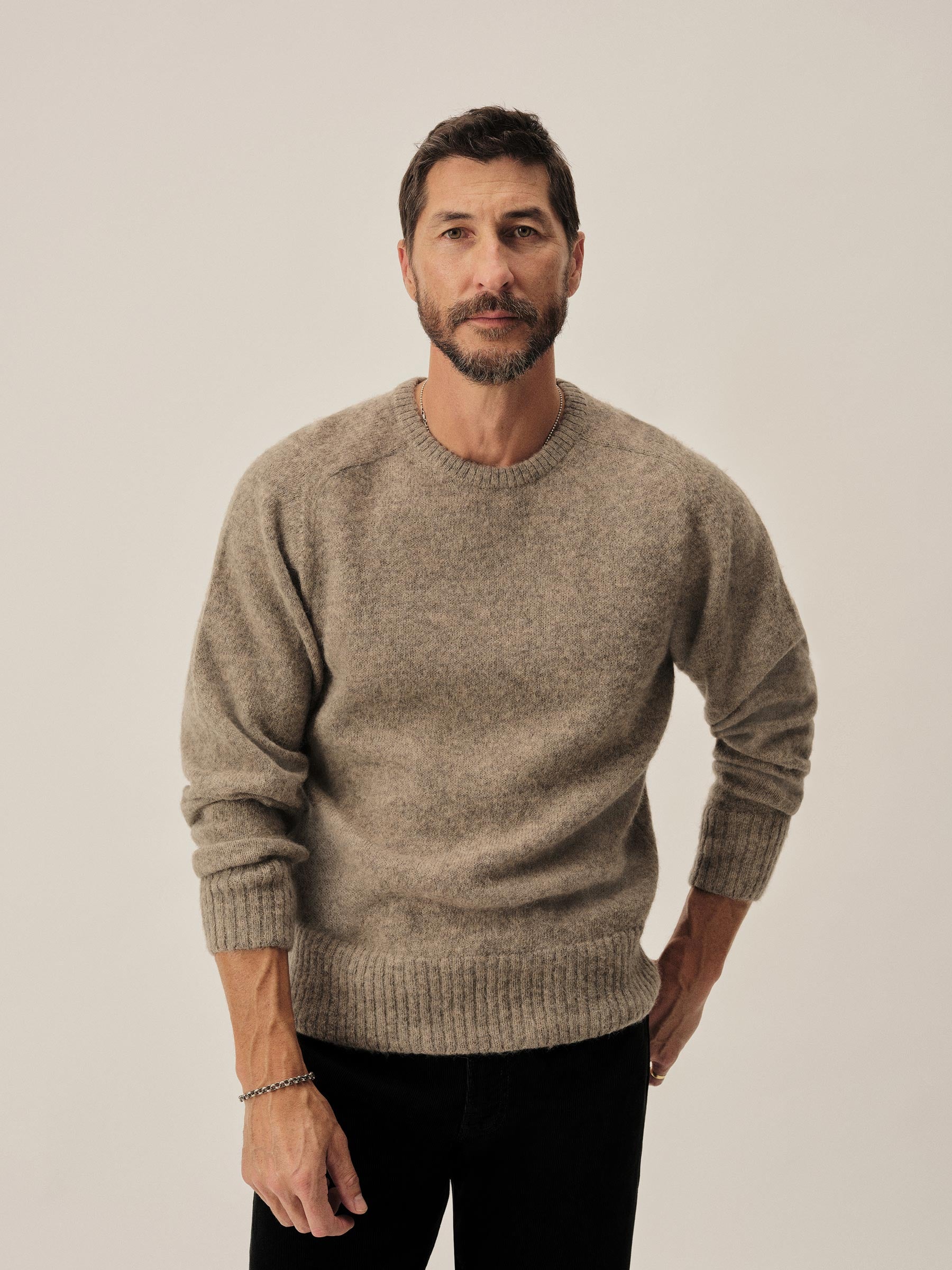 Alternative view of Heather Putty Shaggy Alpaca Saddle Crew