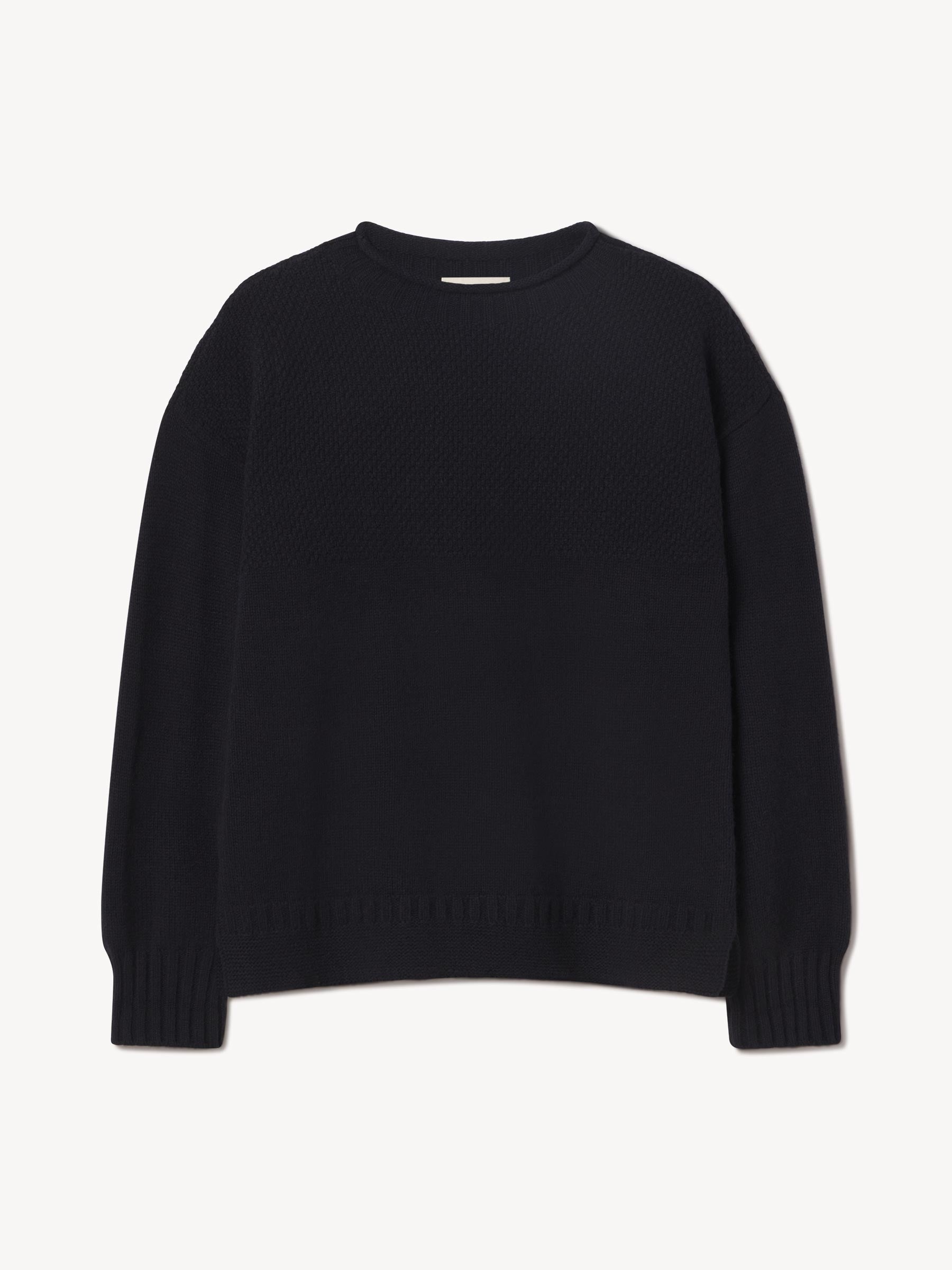 Dark Navy Heritage Wool Guernsey Rollneck