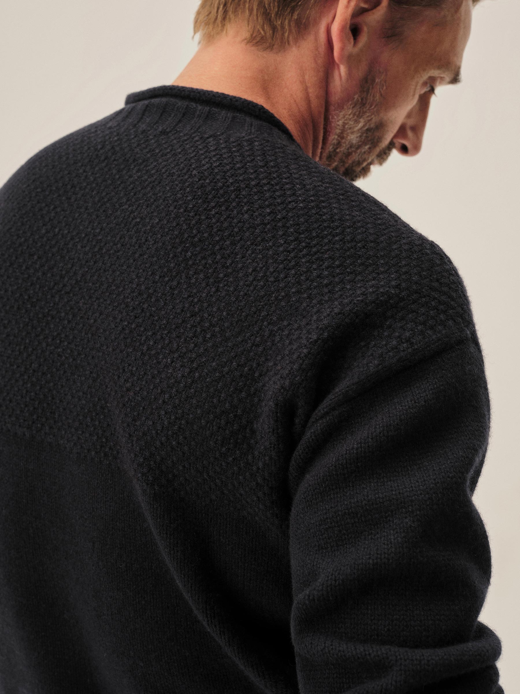 Dark Navy Heritage Wool Guernsey Rollneck - Image 6