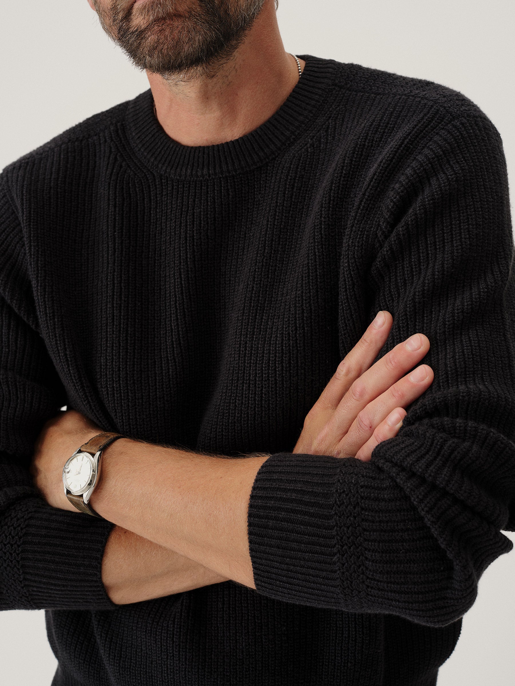 Alternative view of Black Seafarer Cotton Rib Crew