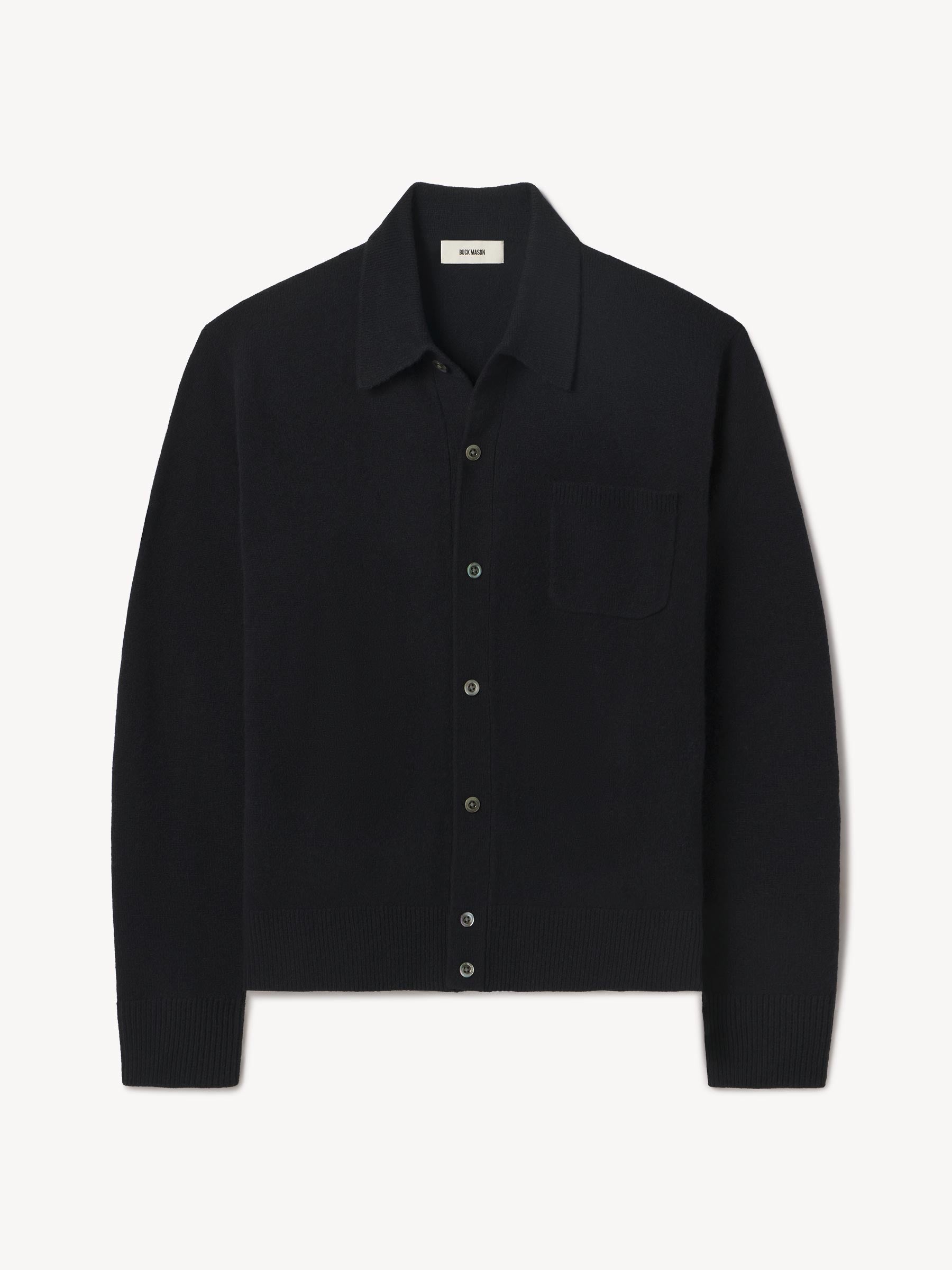 Dark Navy Heritage Wool Collared Cardigan