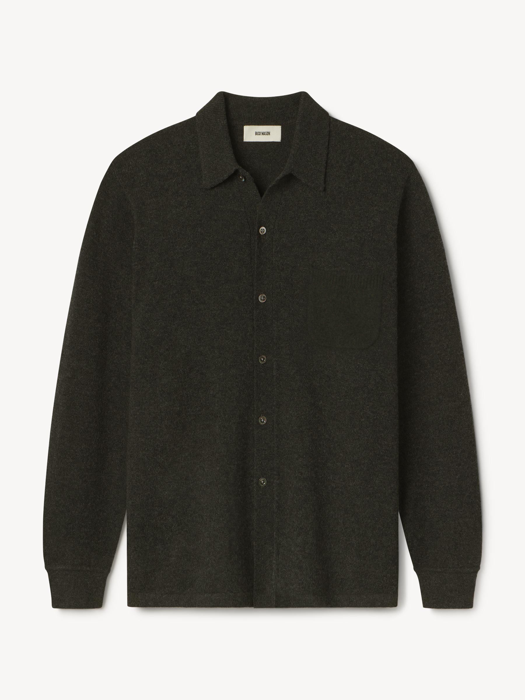 Dark Loden Heritage Wool Collared Cardigan