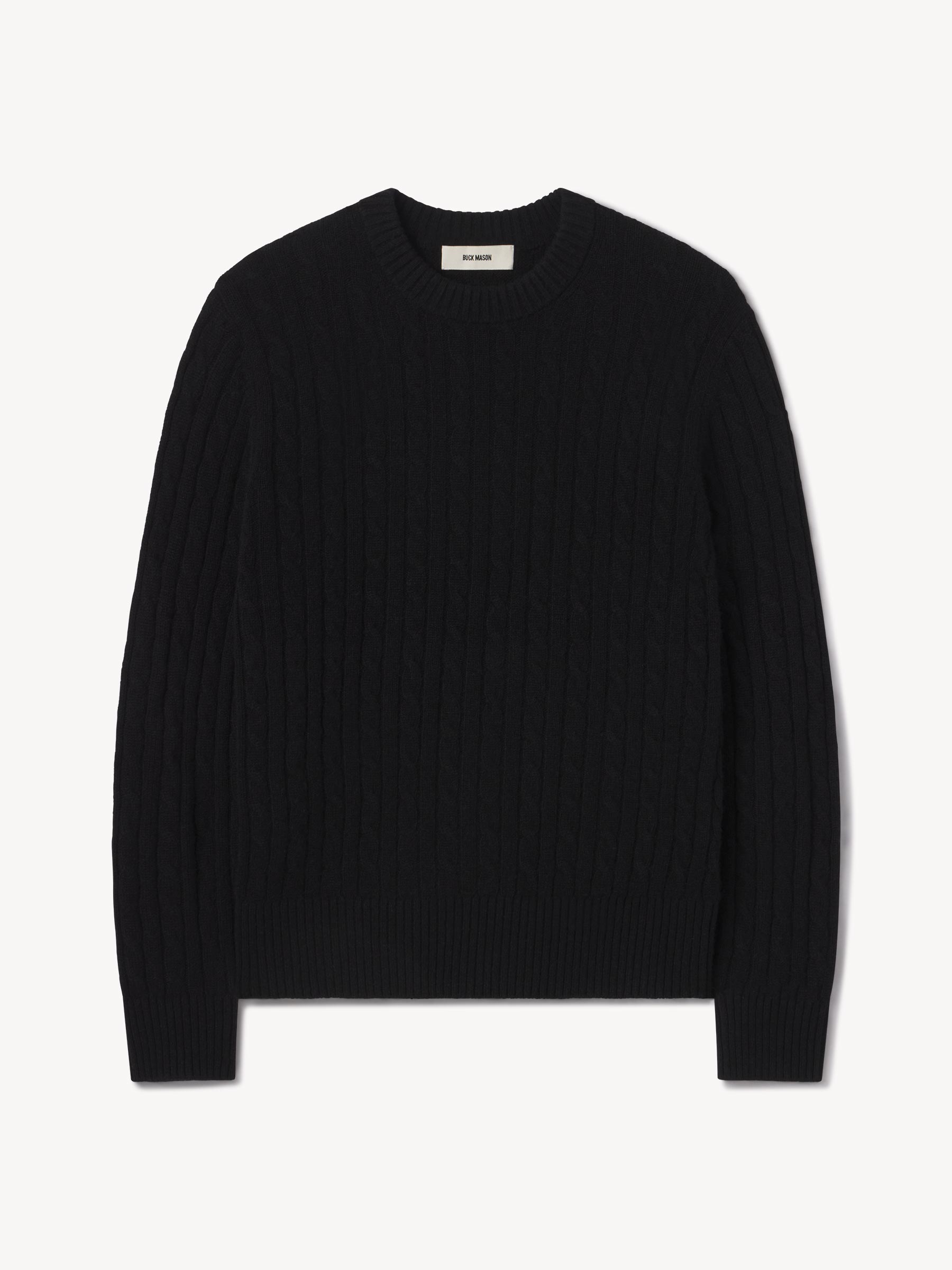 Alternative view of Black California Cashmere Cable Crew