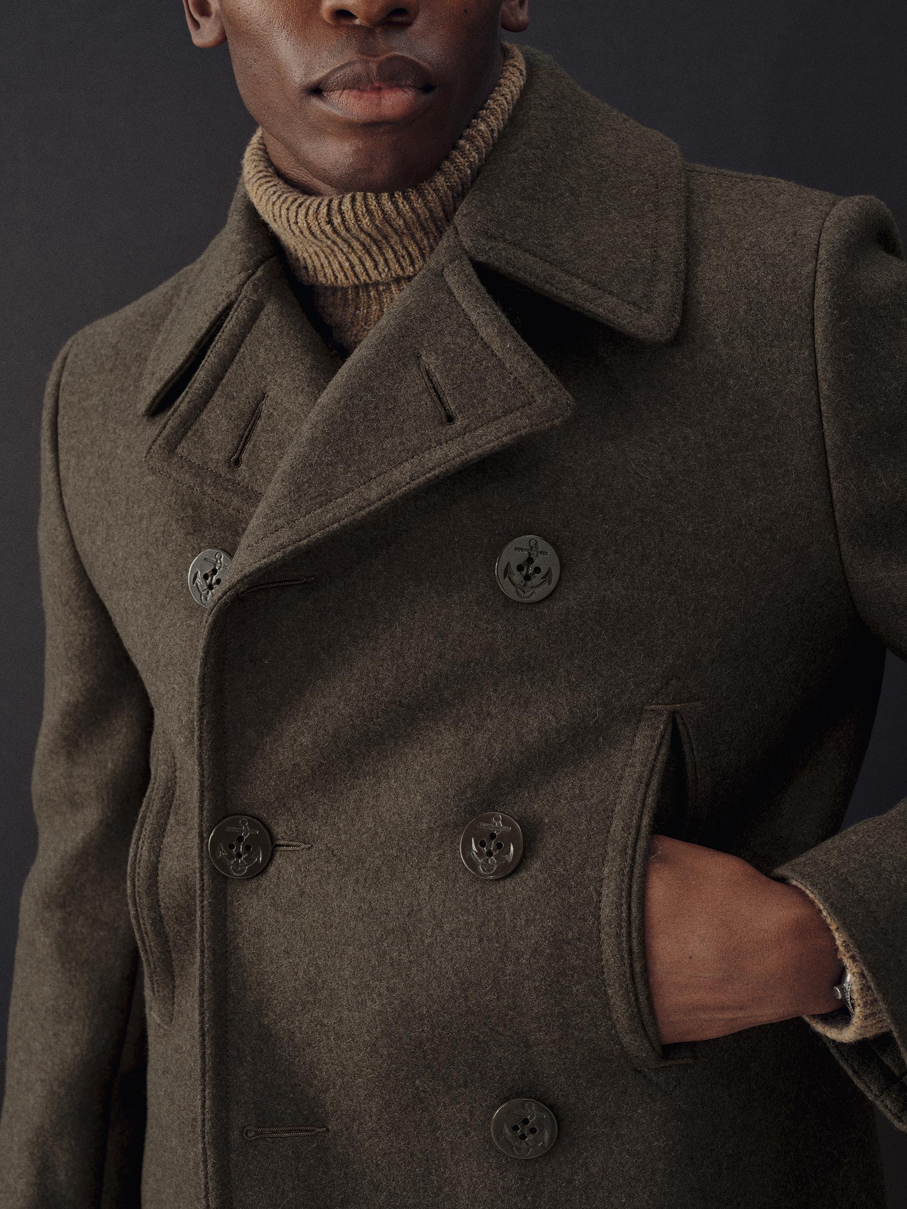 Alternative view of Heather Moss Italian Melton Admiral Peacoat