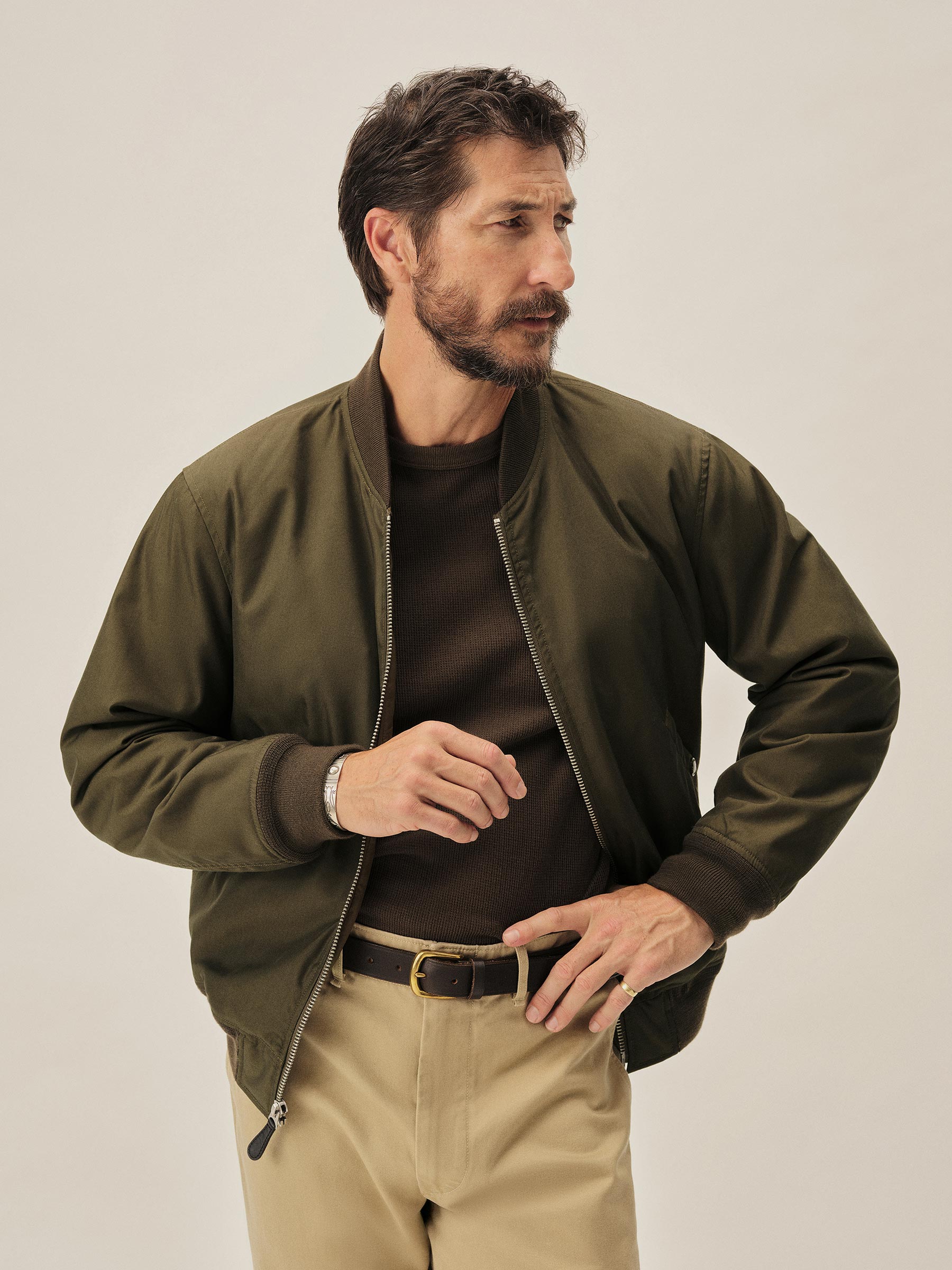 Alternative view of Deep Olive Storm Stopper Bomber Jacket