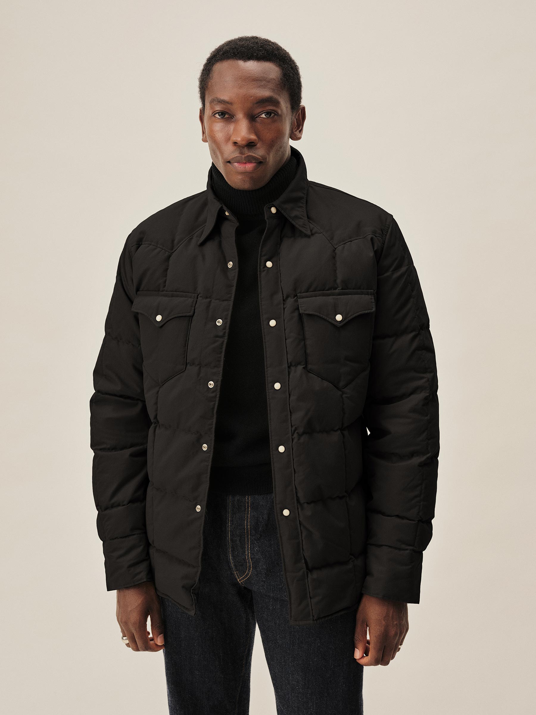 Alternative view of Black Thundercloud Quilted Western Jacket