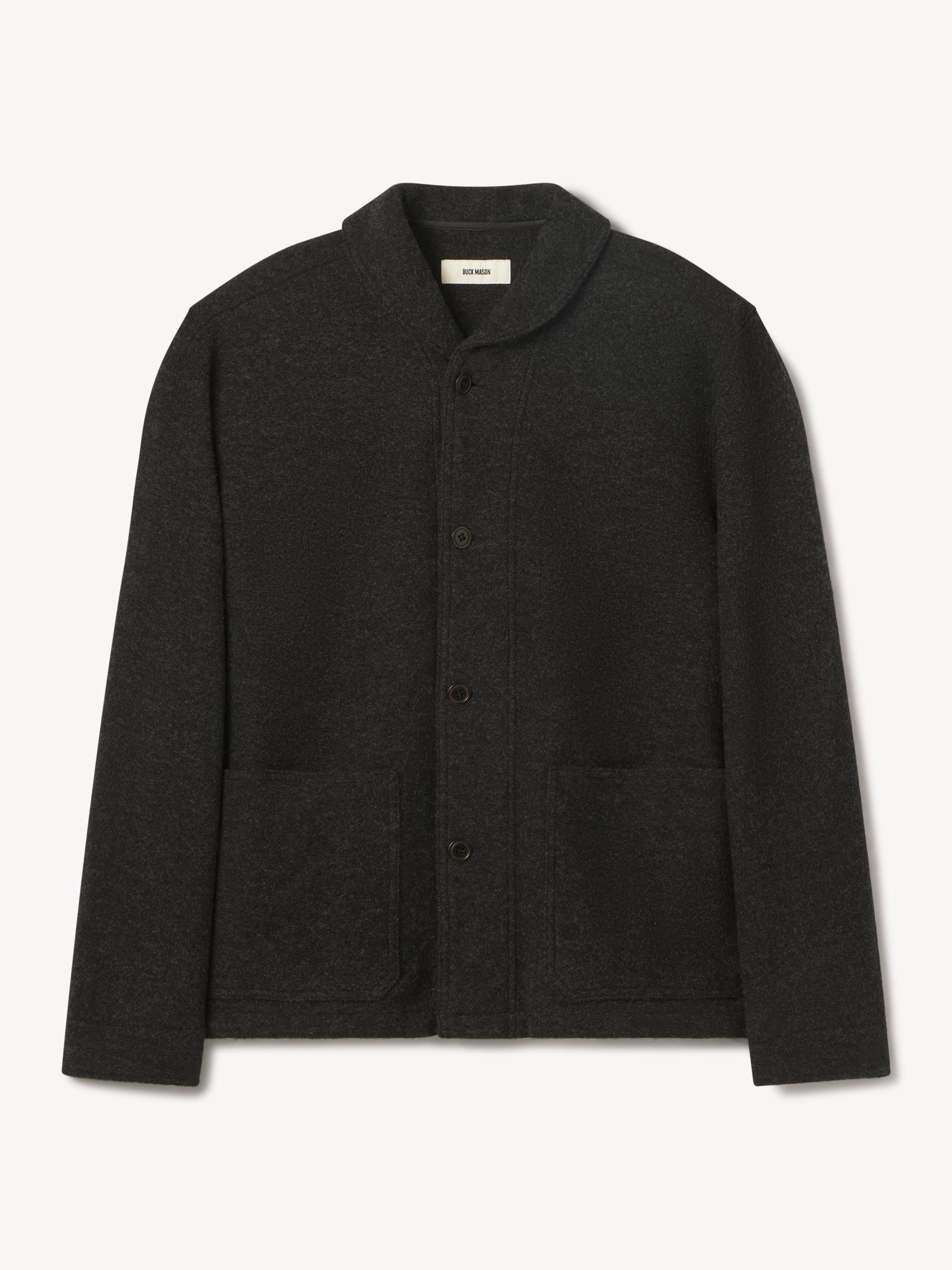 Marled Deep Charcoal Felted Shawl Coat