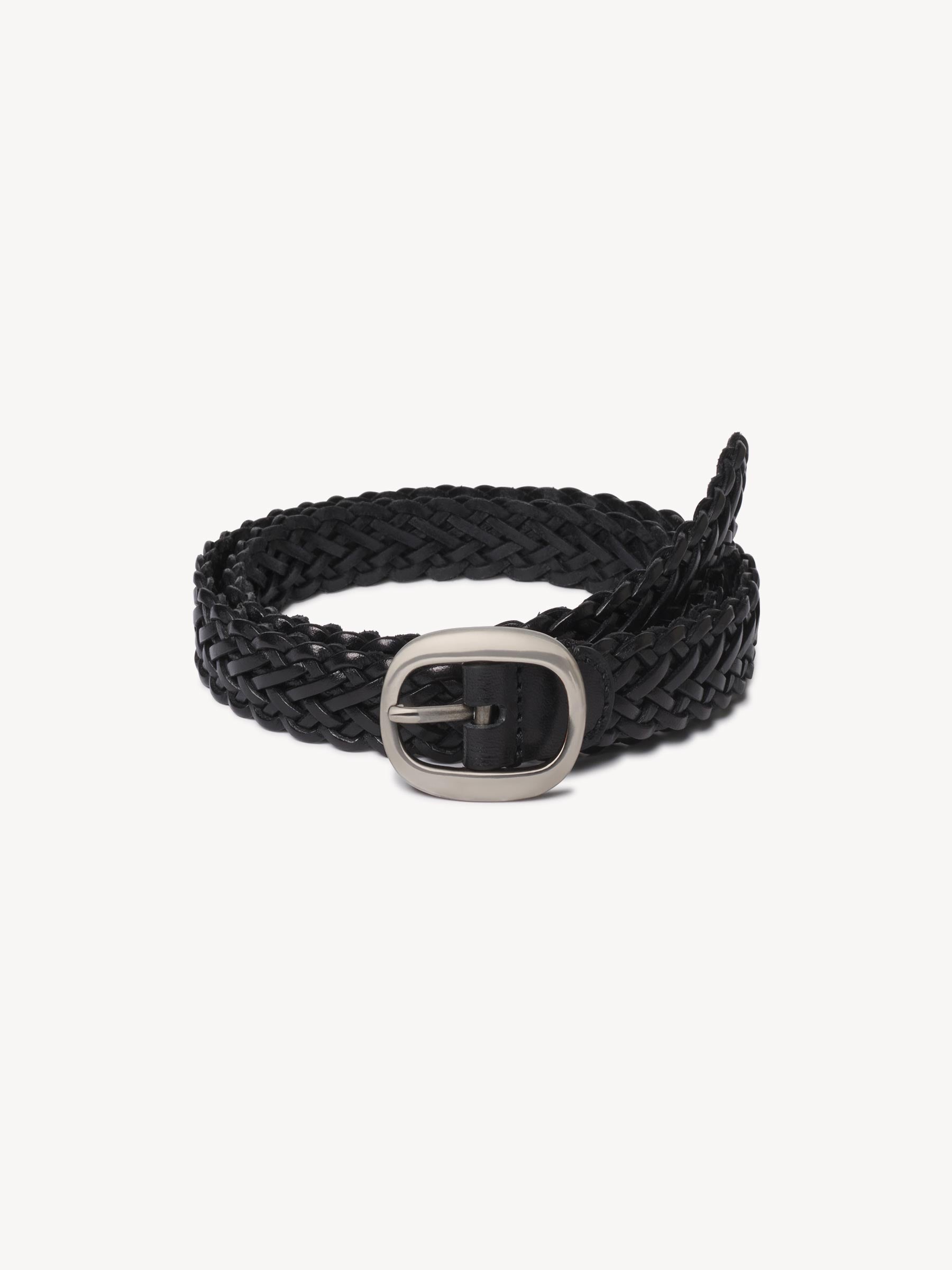 Black Braided Leather Campus Belt