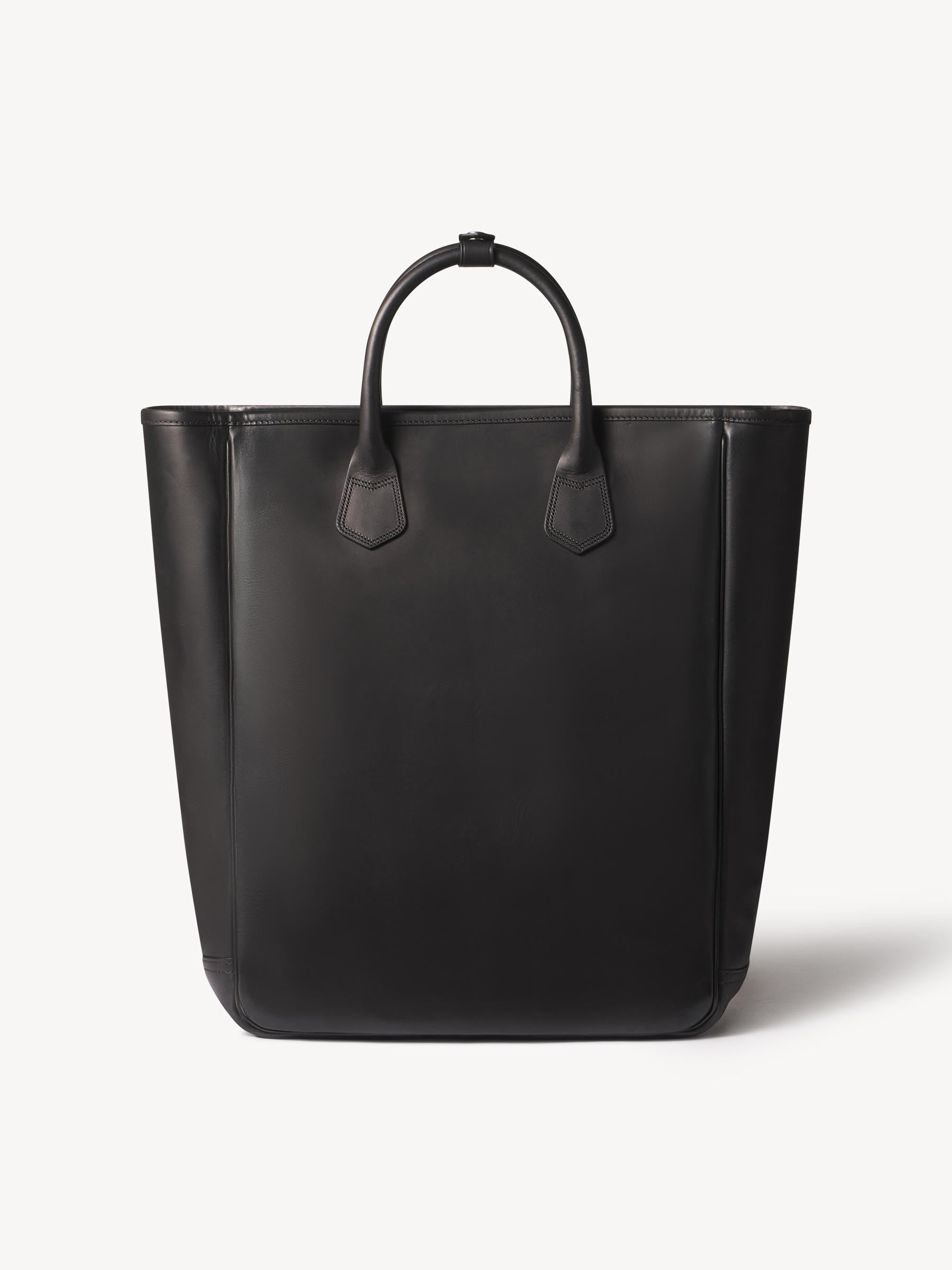Black Italian Leather Carry-All Tote