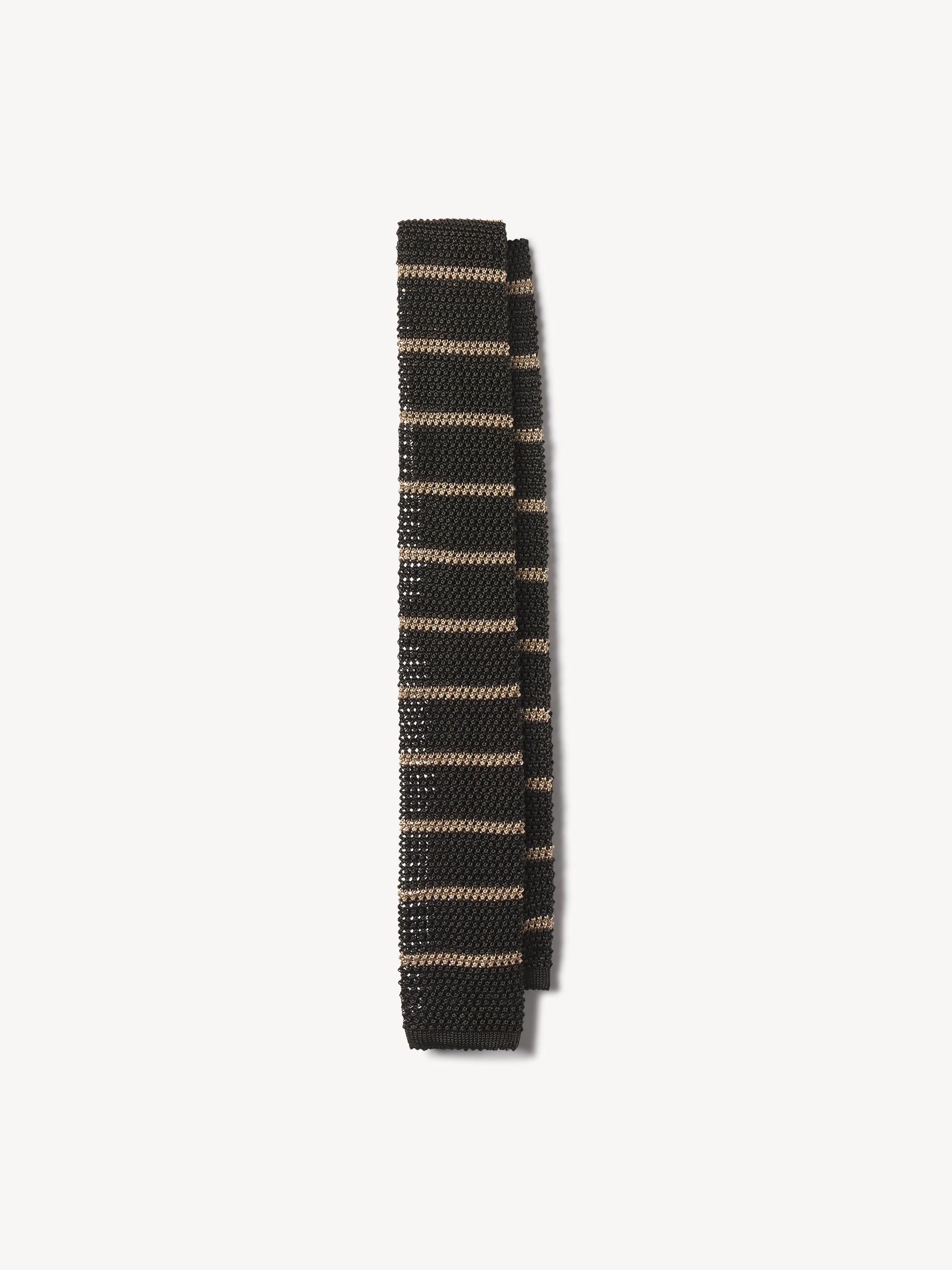 Gold/Caviar Stripe Italian Silk Knit Tie