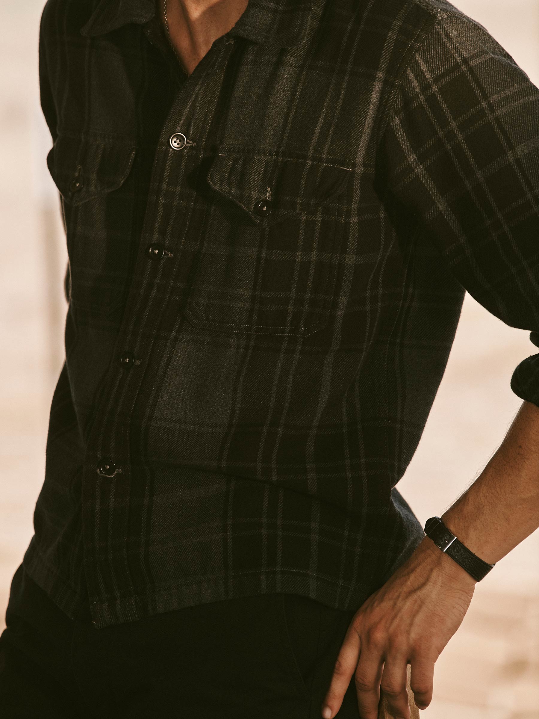 Alternative view of Charcoal / Black Plaid Blanket Flannel Field Jacket