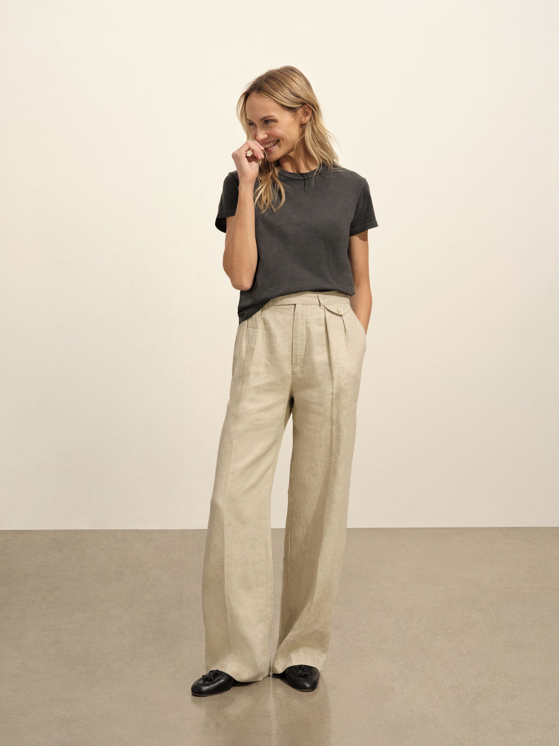 Alternative view of Soft Sand Riviera Linen Wide Leg Trouser