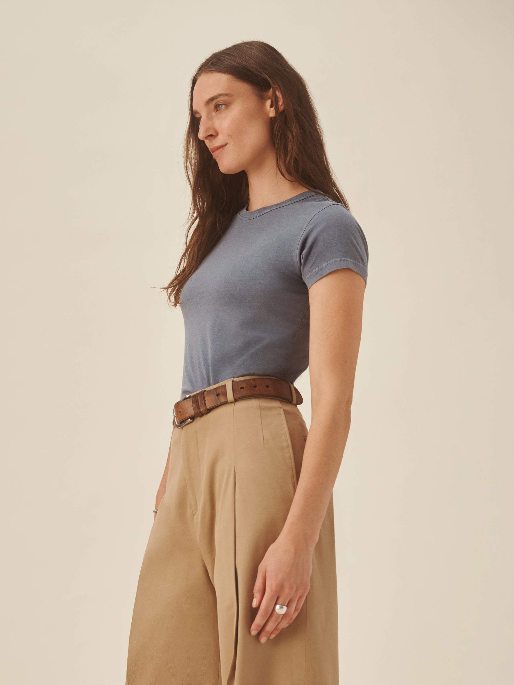 Alternative view of Tidepool Blue Pima Slim Crew