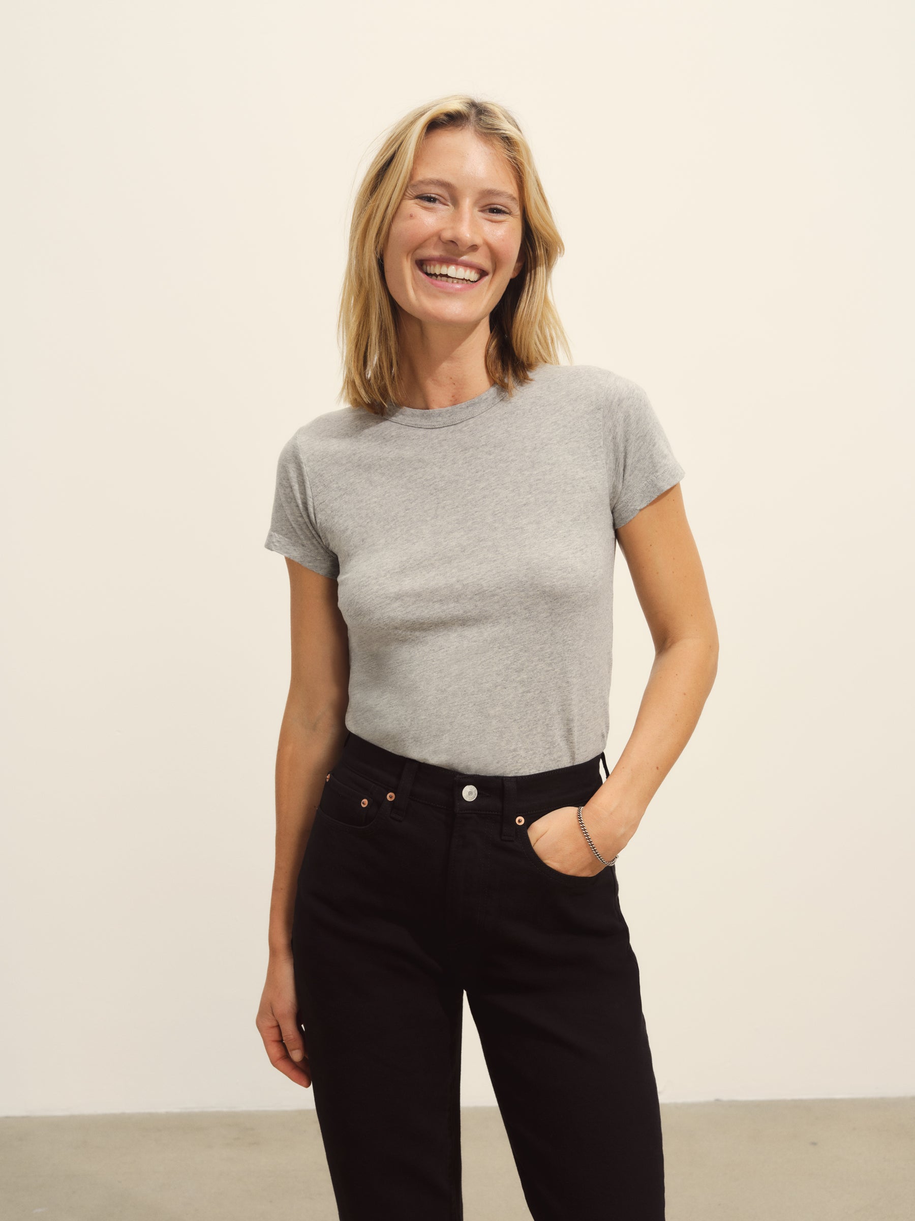 Alternative view of Graphite Pima Slim Crew