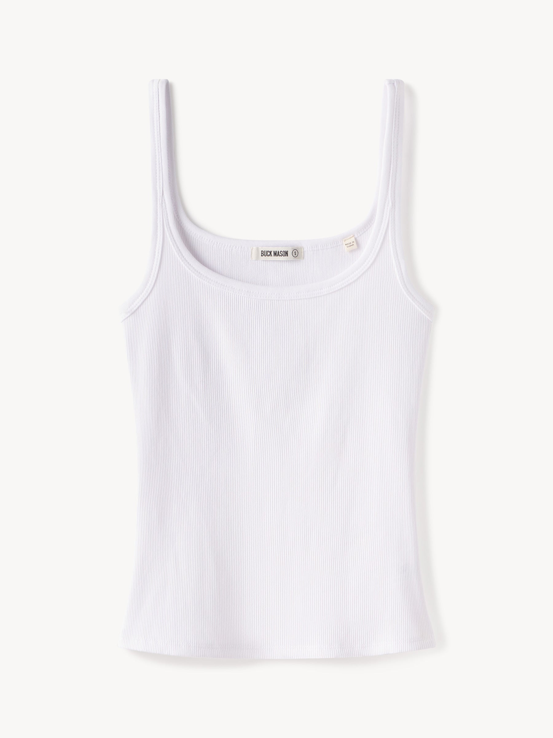 White Surplus Rib Scoop Neck Tank
