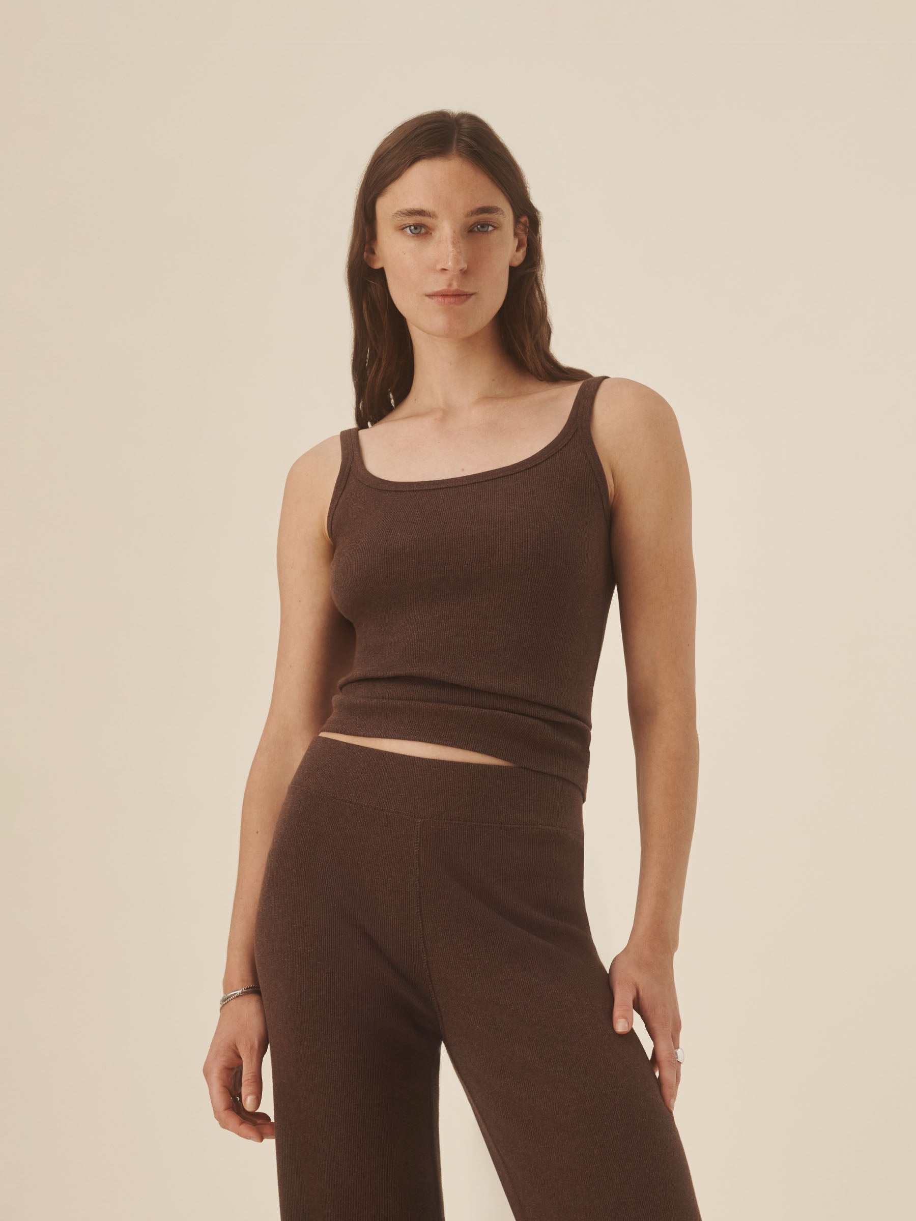 Alternative view of Marled Chestnut Surplus Rib Scoop Neck Tank