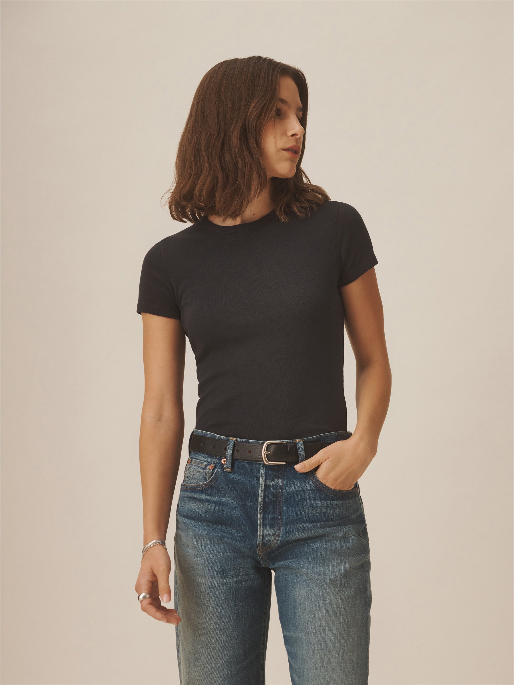 Alternative view of Soft Black Heirloom Rib S/S Tee