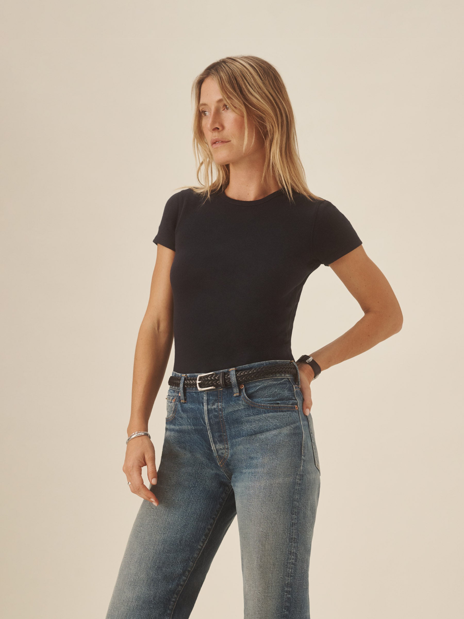 Alternative view of Dark Navy Heirloom Rib S/S Tee