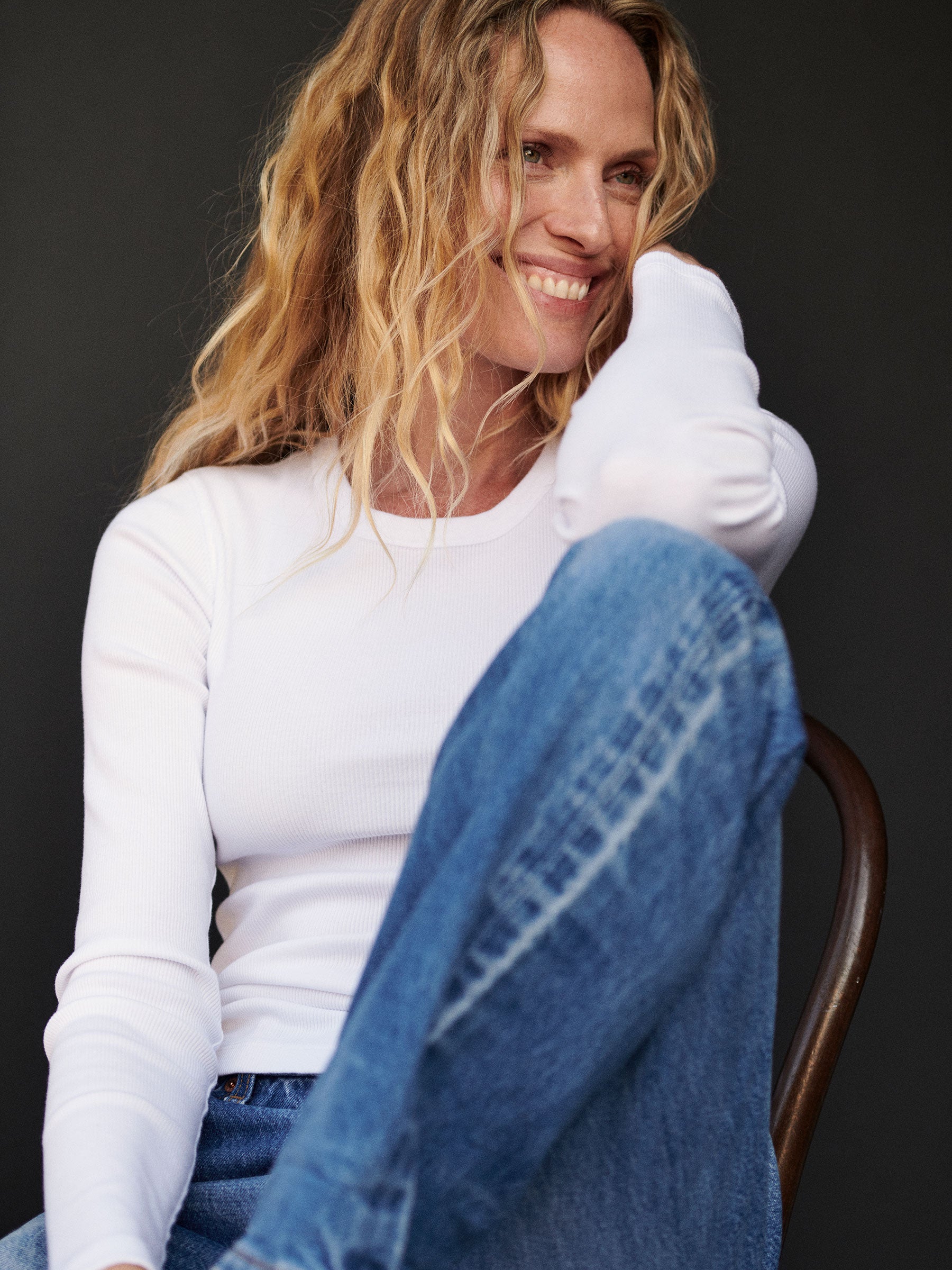 Alternative view of White Surplus Rib L/S Crew