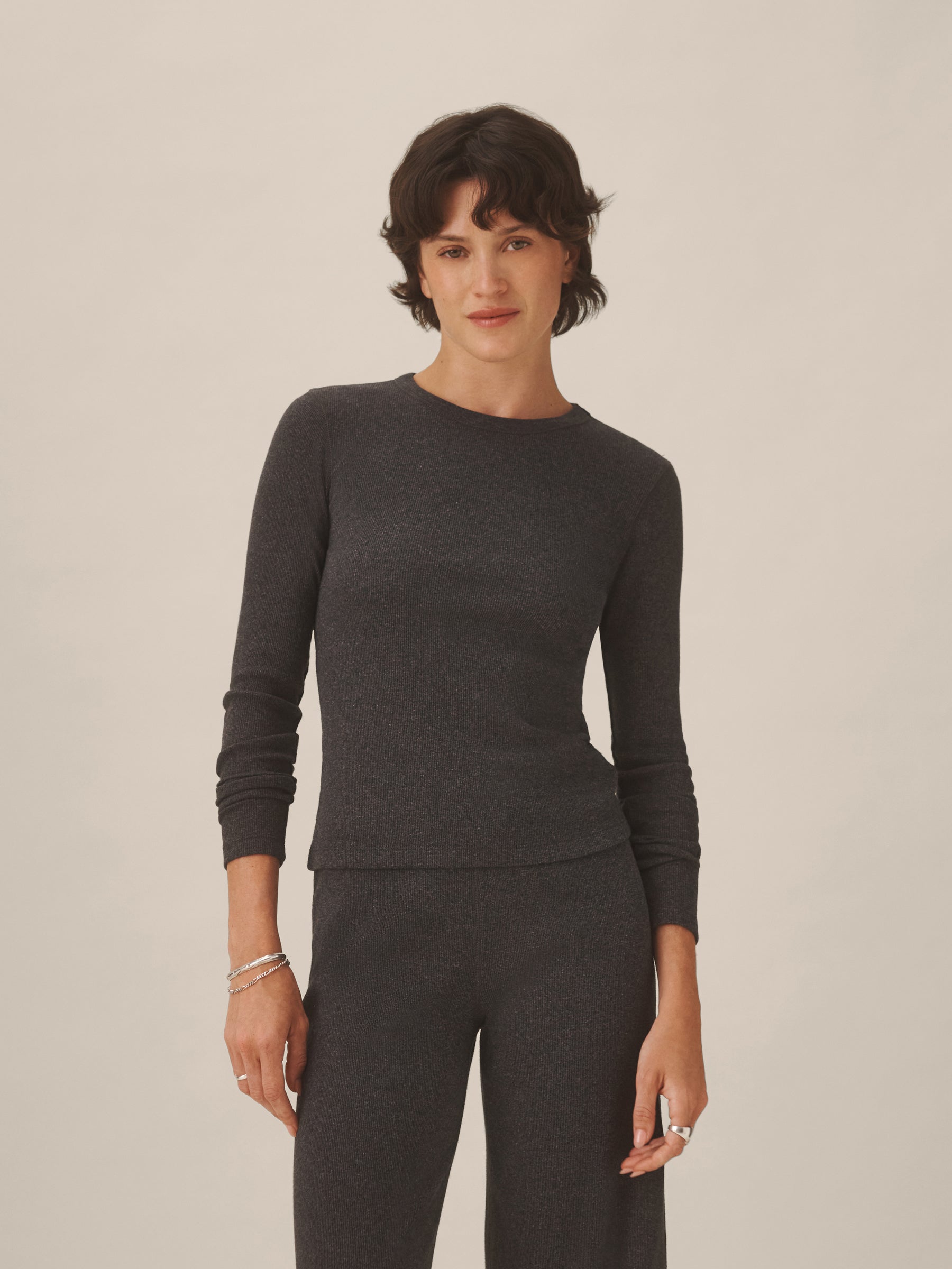 Alternative view of Dark Heather Grey Surplus Rib L/S Crew