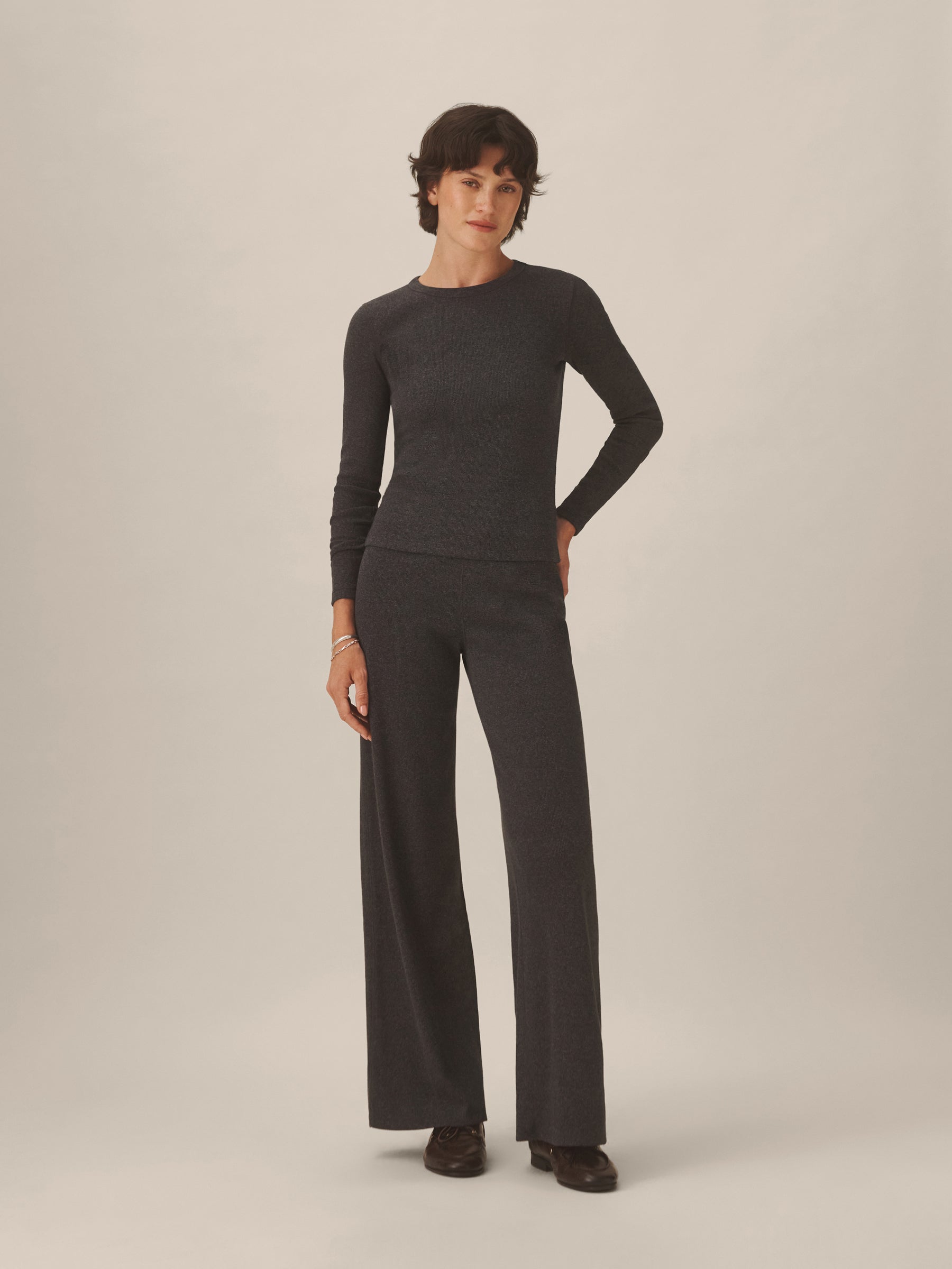 Dark Heather Grey Surplus Rib L/S Crew - Image 4