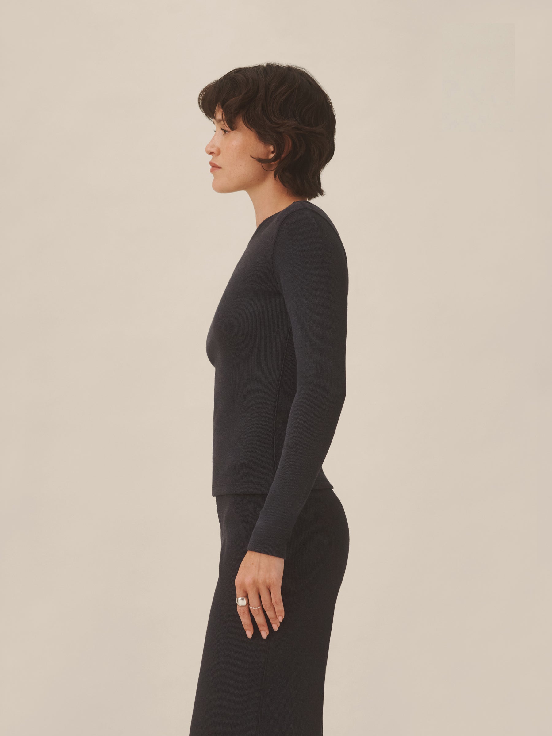 Marled Dark Navy Surplus Rib L/S Crew - Image 4