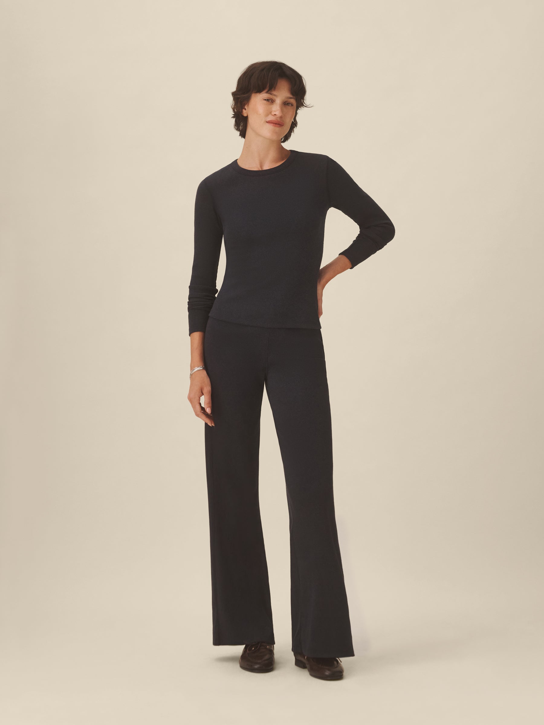 Marled Dark Navy Surplus Rib L/S Crew - Image 3