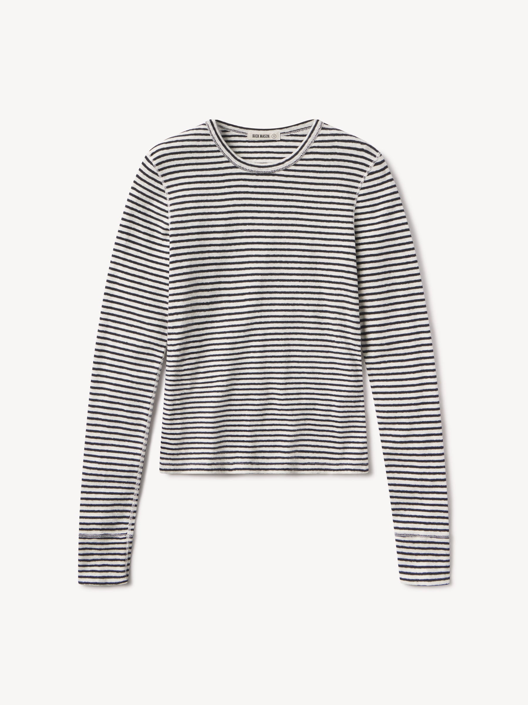Natural / Navy Stripe Heirloom Rib L/S Crew
