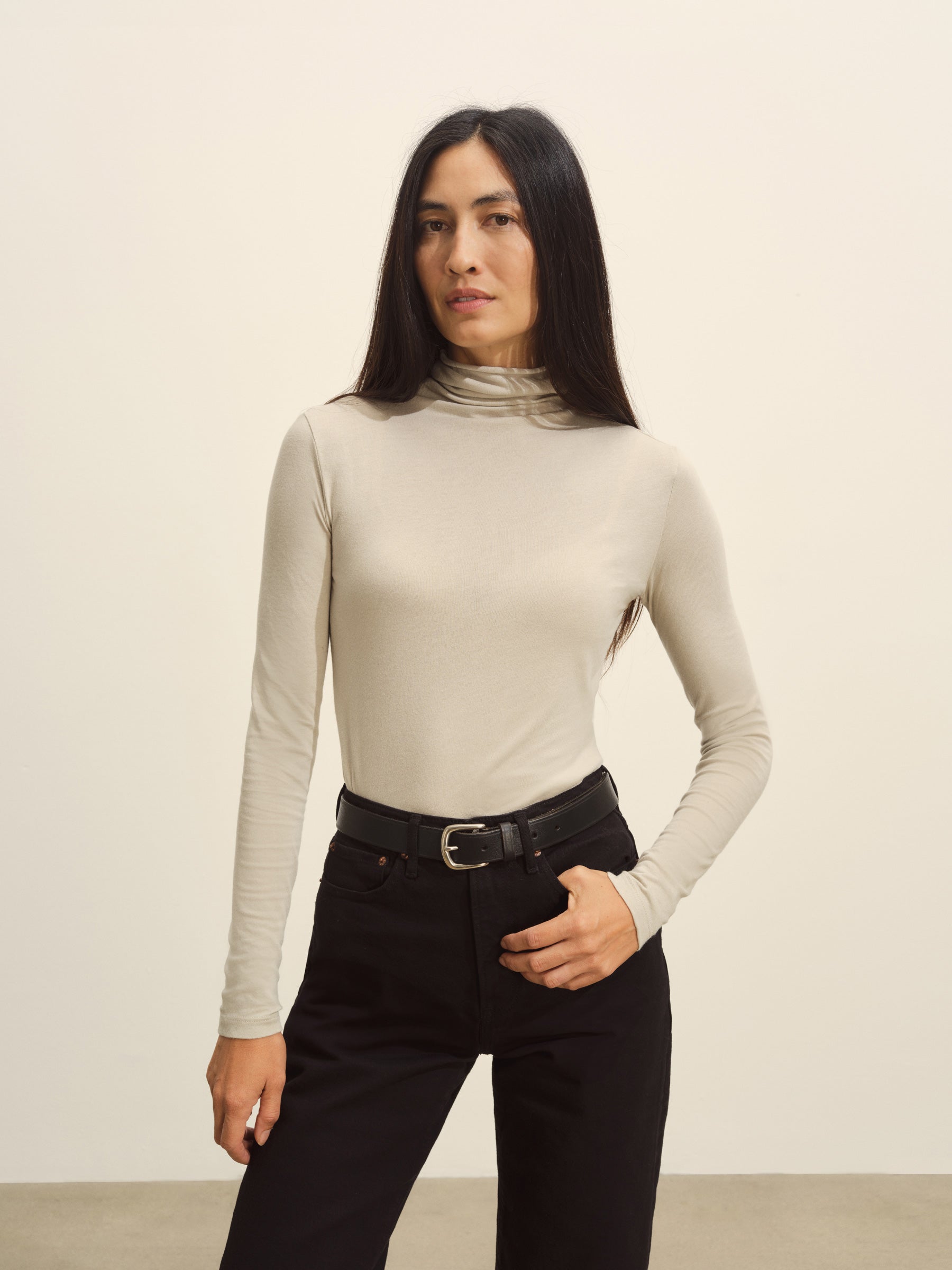 Alternative view of Sand Drift Cloud Jersey Turtleneck