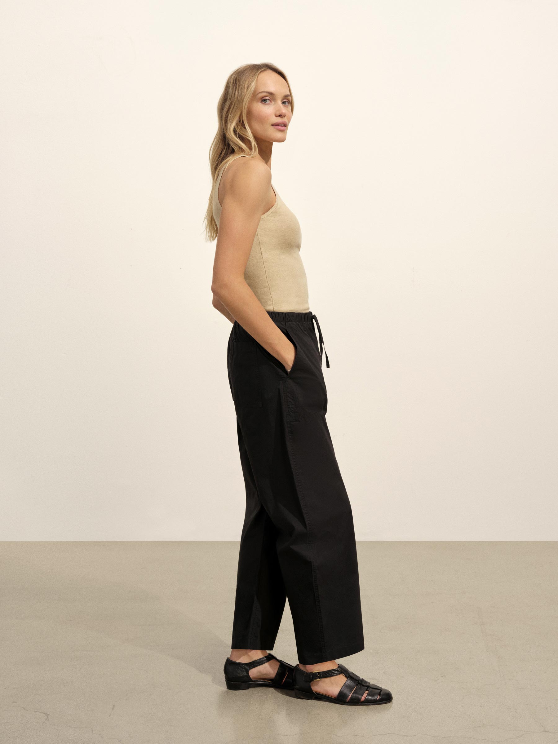 Alternative view of Black Paperweight Poplin Pull-on Pant
