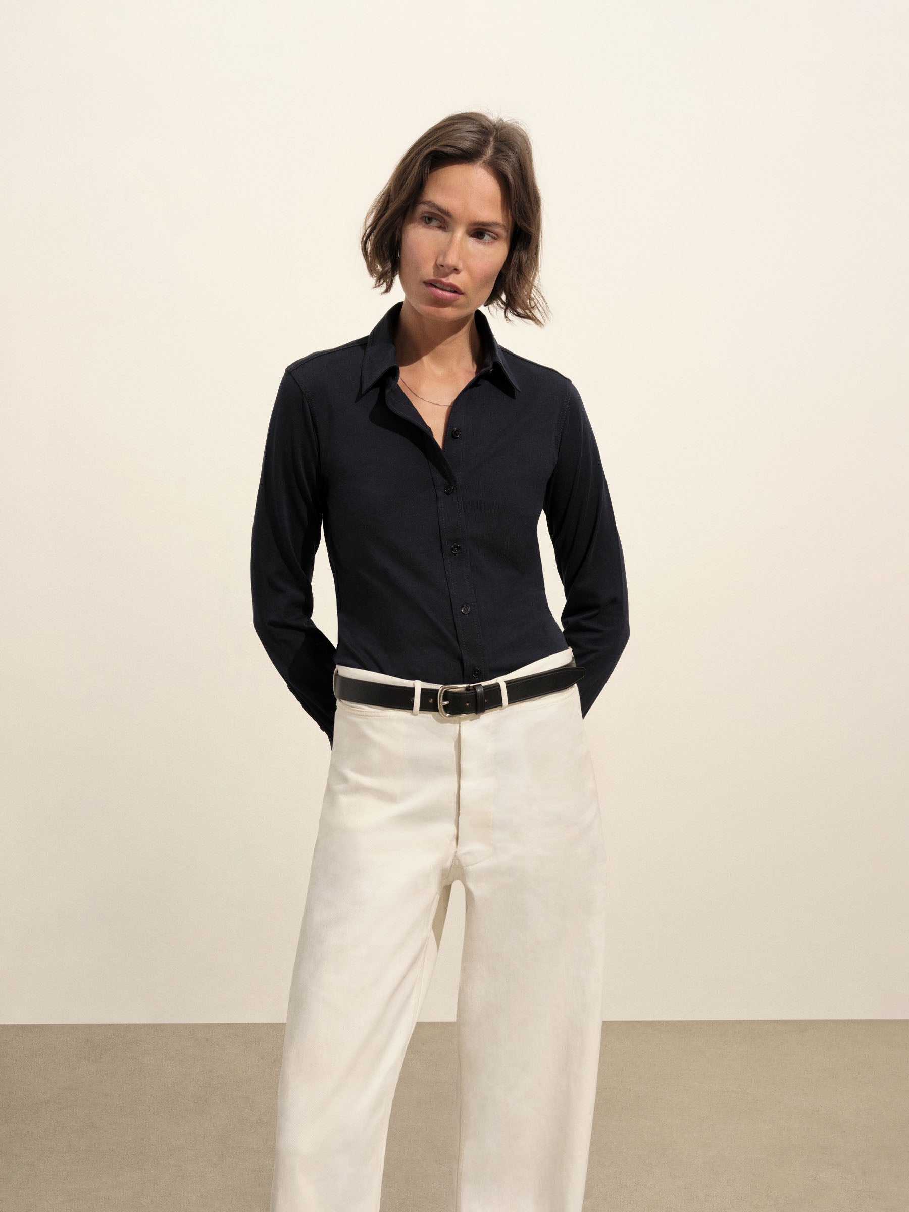 Dark Navy Fluid Jersey Bungalow Shirt