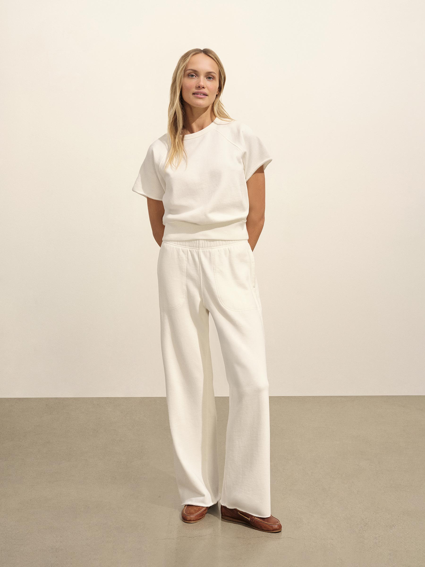Natural Tropez Terry Cloth Wide Leg Pant