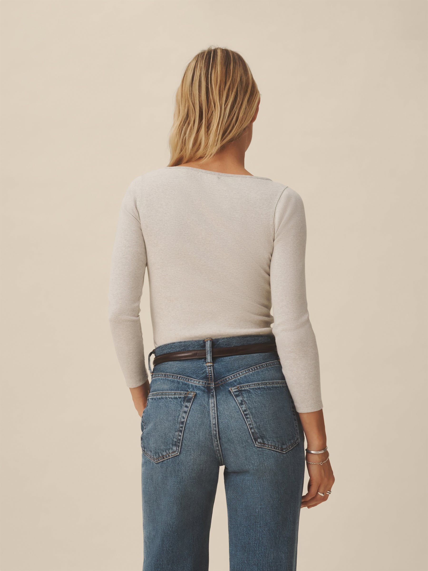 Light Heather Oat Surplus Rib Bateau Neck L/S - Image 4