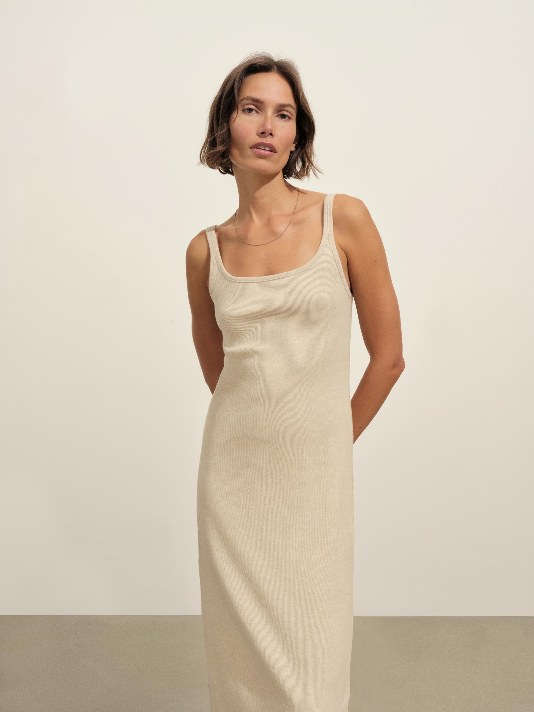 Alternative view of Marled Birchwood Surplus Rib Scoop Tank Dress