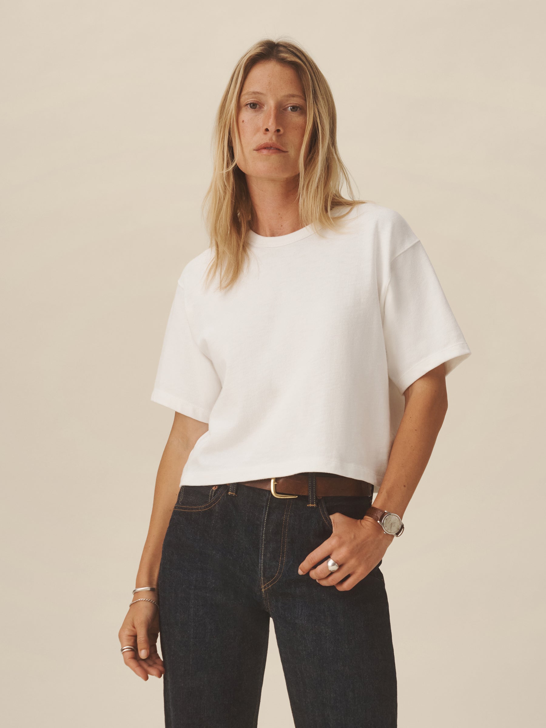 Alternative view of White Field-Spec Boyfriend Crop Tee