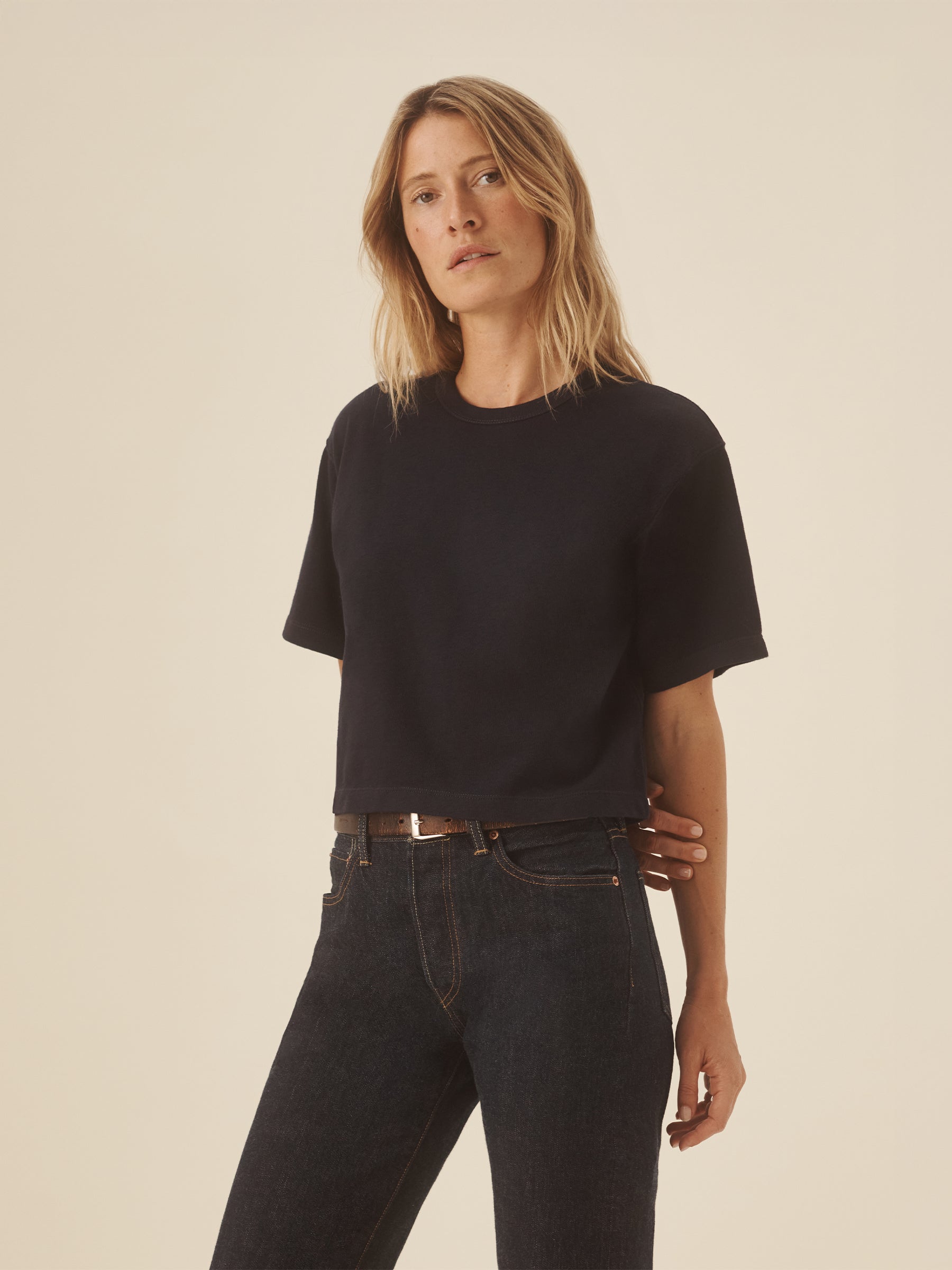 Alternative view of Dress Navy Field-Spec Boyfriend Crop Tee