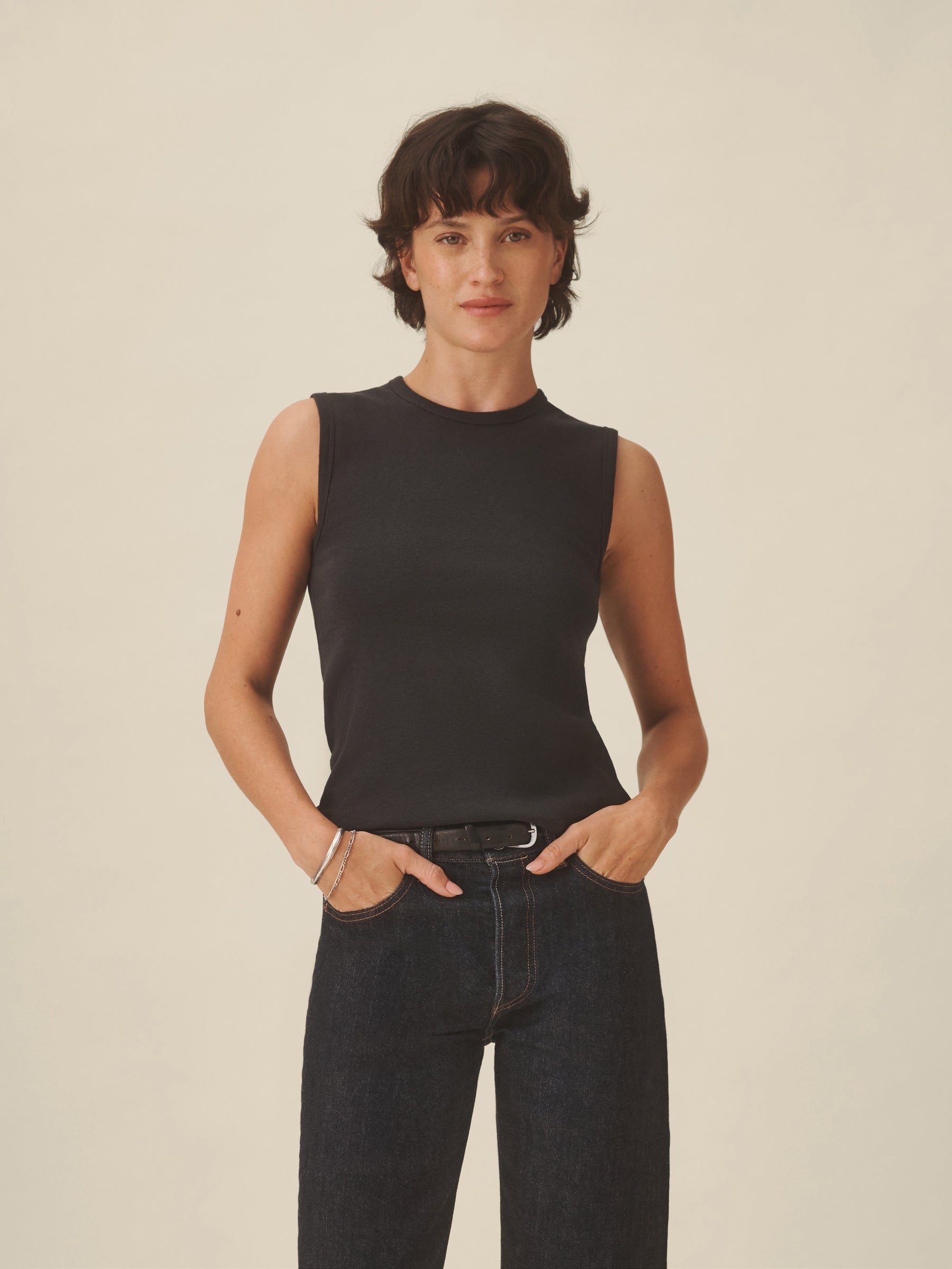 Soft Black Heirloom Rib Muscle Tank - Image 3