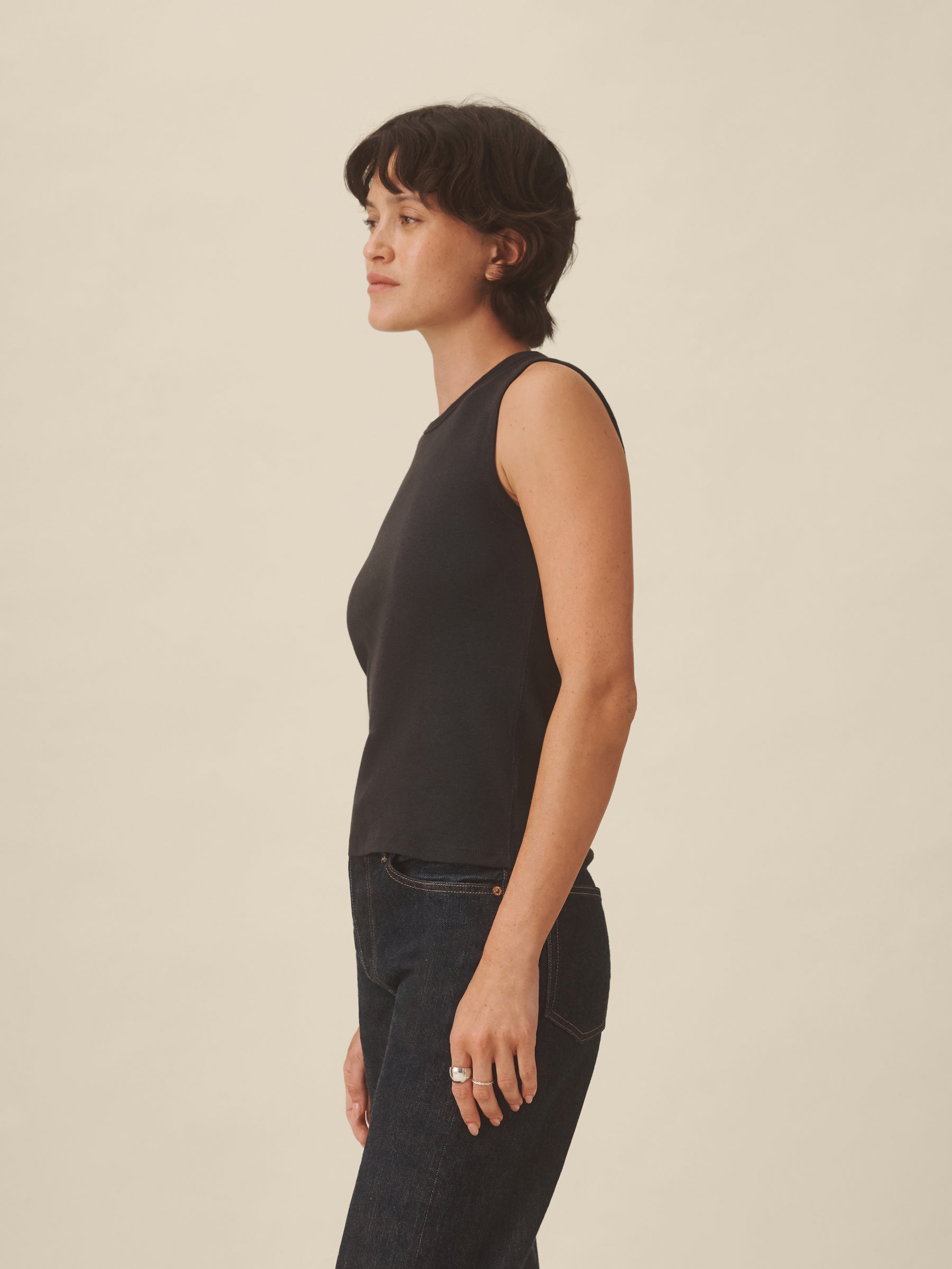 Soft Black Heirloom Rib Muscle Tank - Image 4