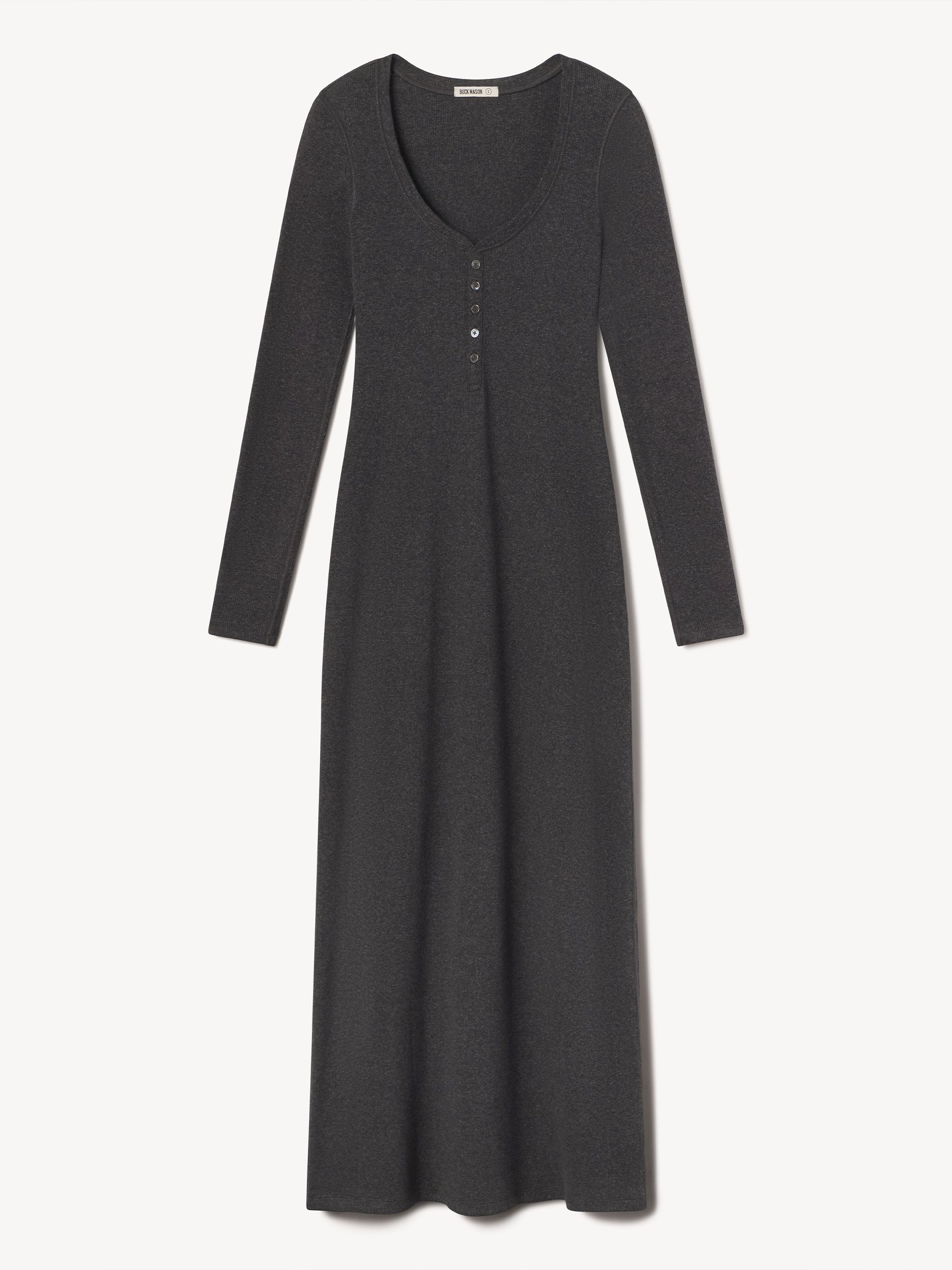 Alternative view of Dark Heather Grey Surplus Rib Scoop Henley Dress