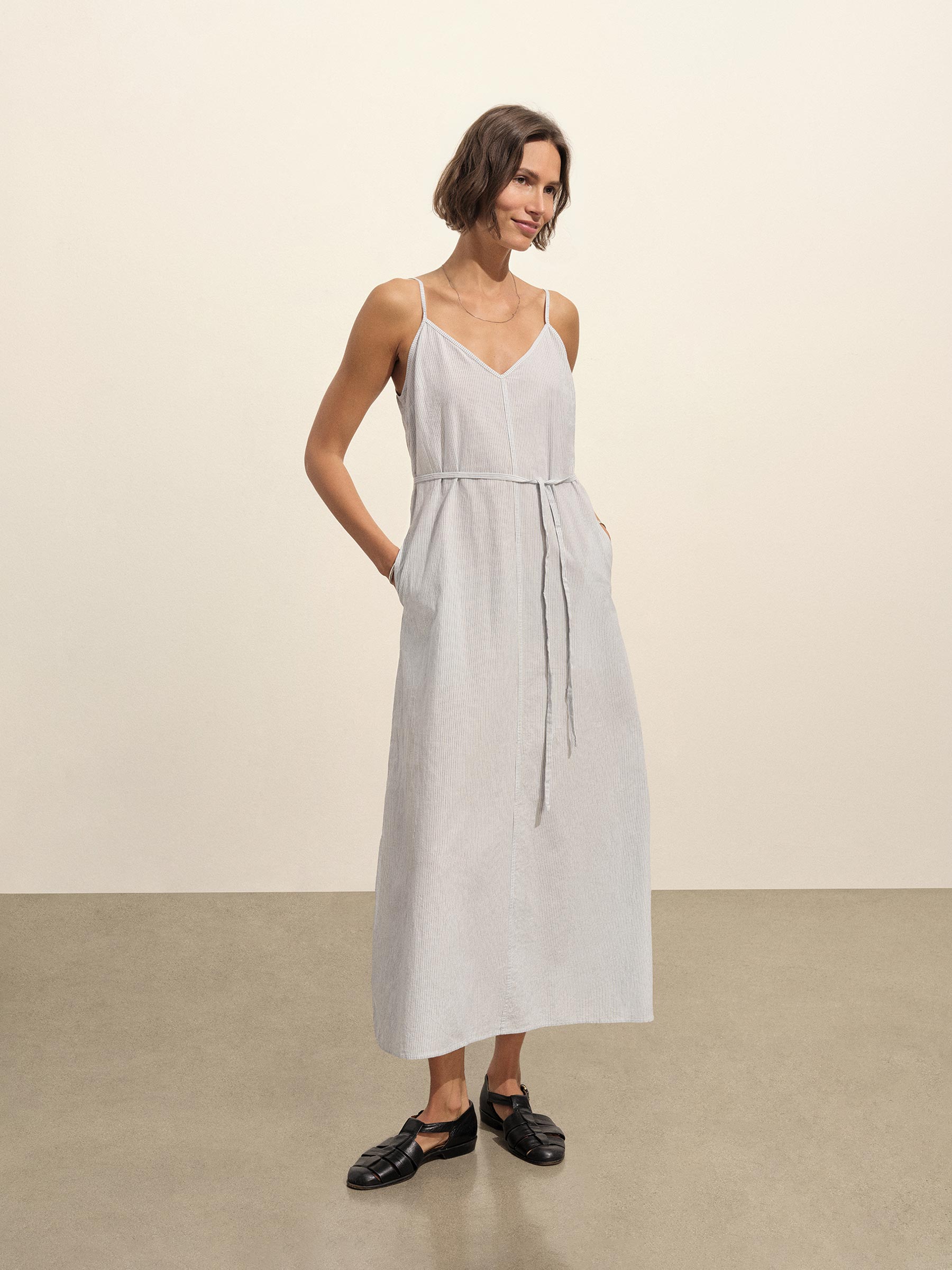 Pebble Beach Stripe Mainstay Cotton Maxi Slip Dress