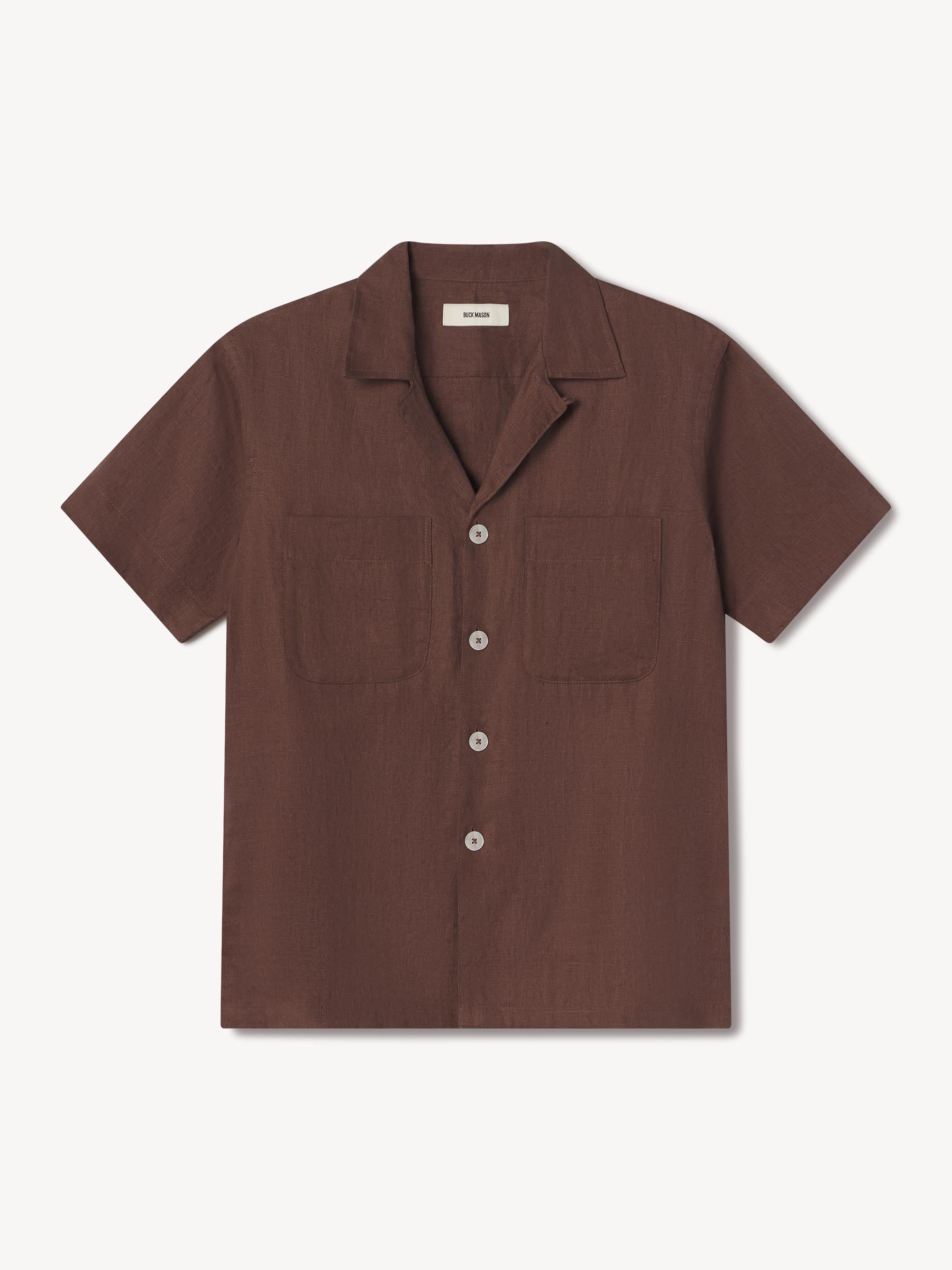 Bonfire Crosshatch Linen Camp Shirt