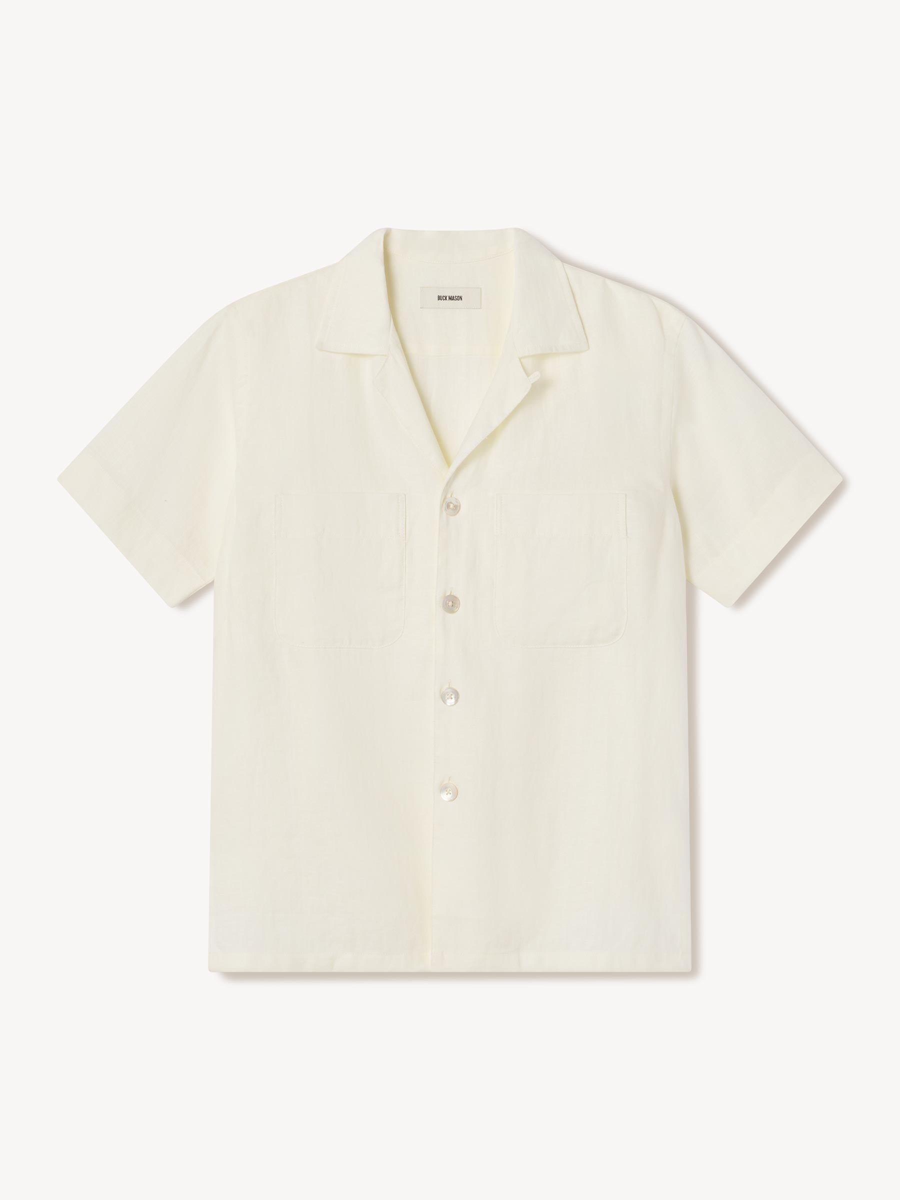 Sea Shell Crosshatch Linen Camp Shirt