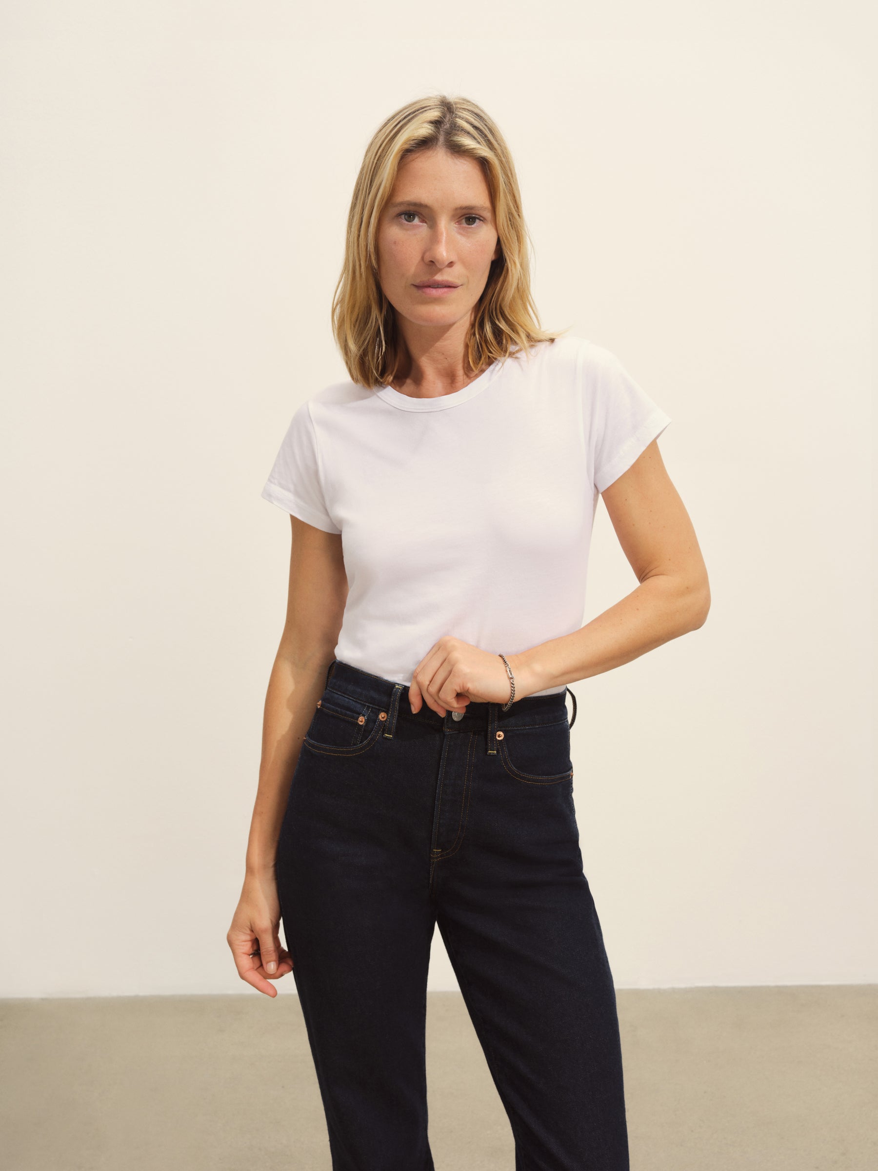 White Pima Slim Crew